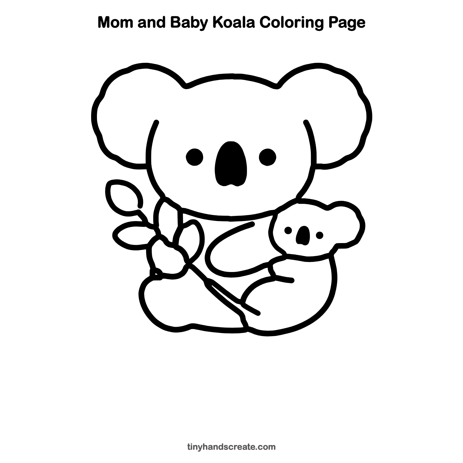 Free printable mom and baby koala coloring page for kids