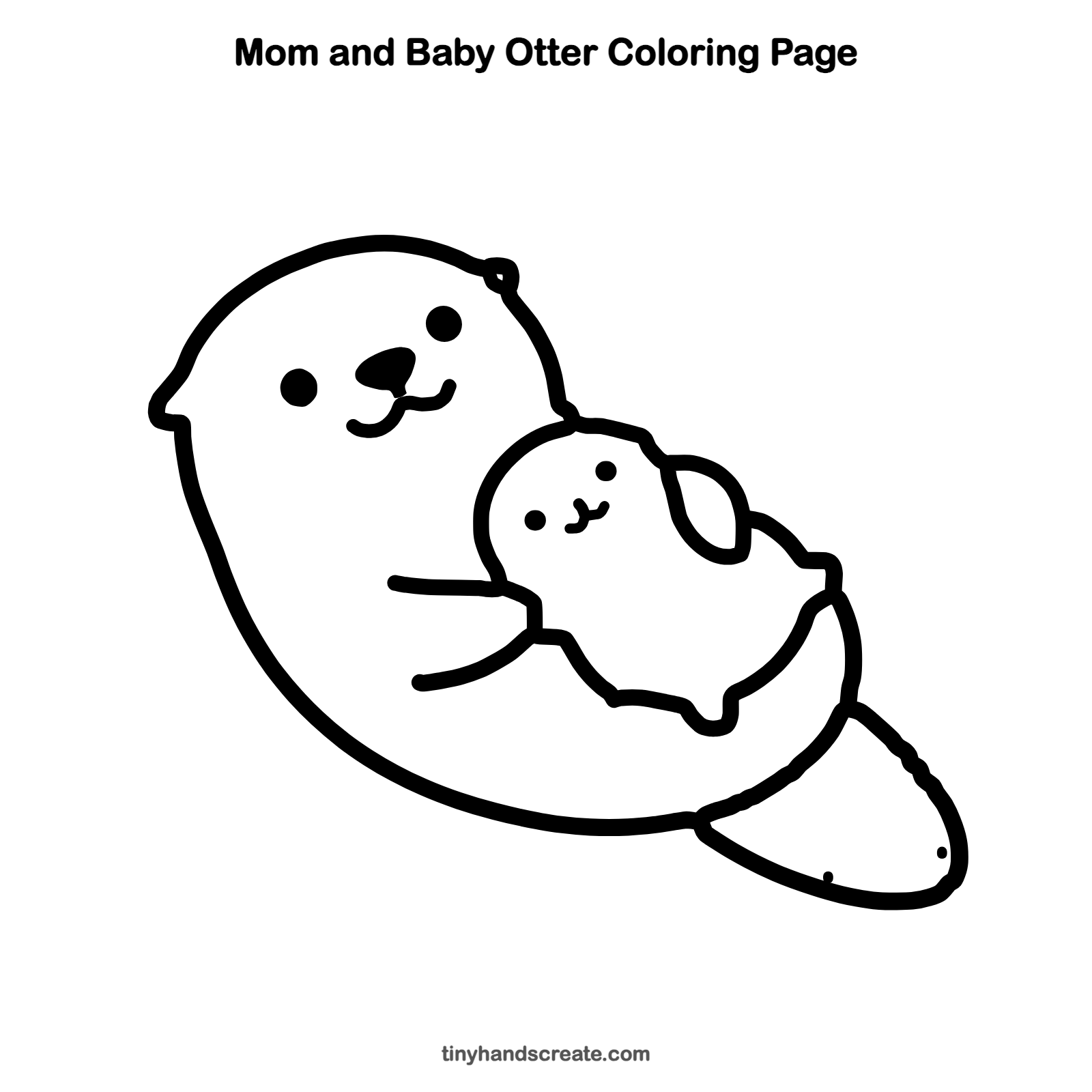 Free printable mom and baby otter coloring page for kids