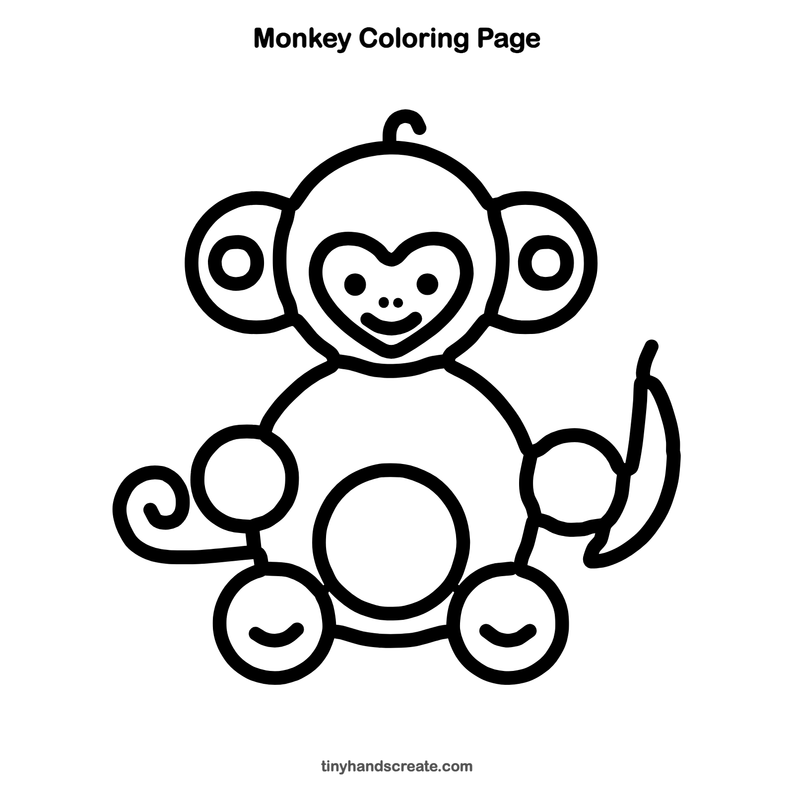 Free printable monkey coloring page for kids
