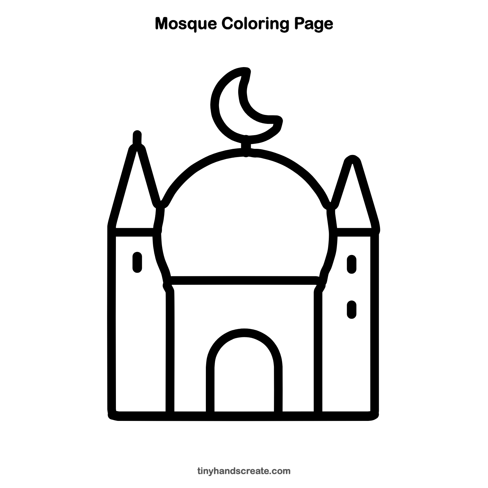 Free printable mosque coloring page for kids