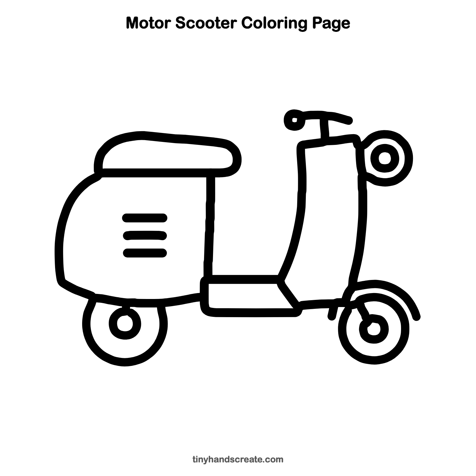 Free printable motor scooter coloring page for kids