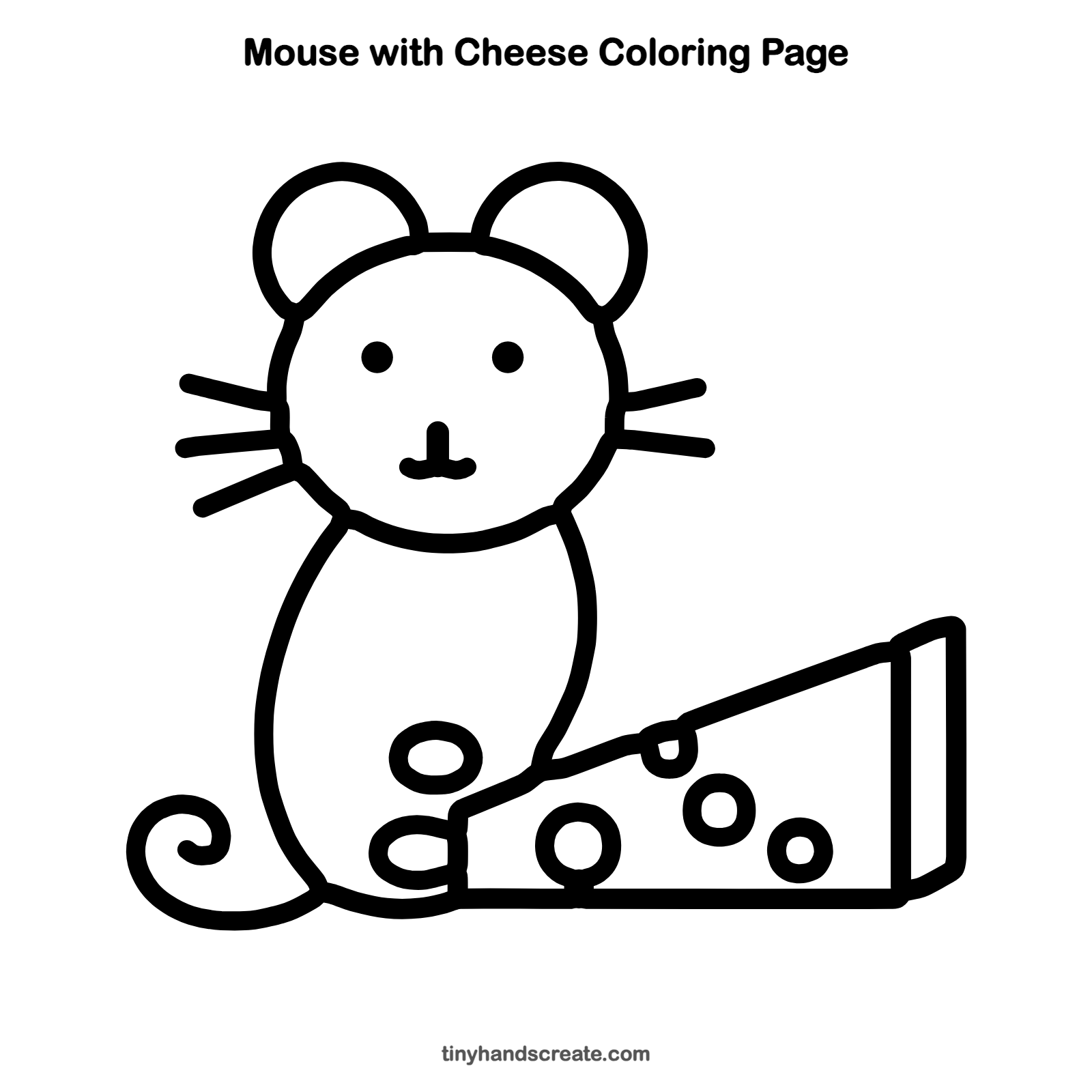 Free printable mouse with cheese coloring page for kids