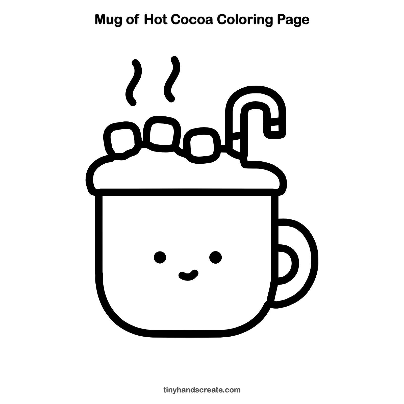 Free printable mug of hot cocoa coloring page for kids