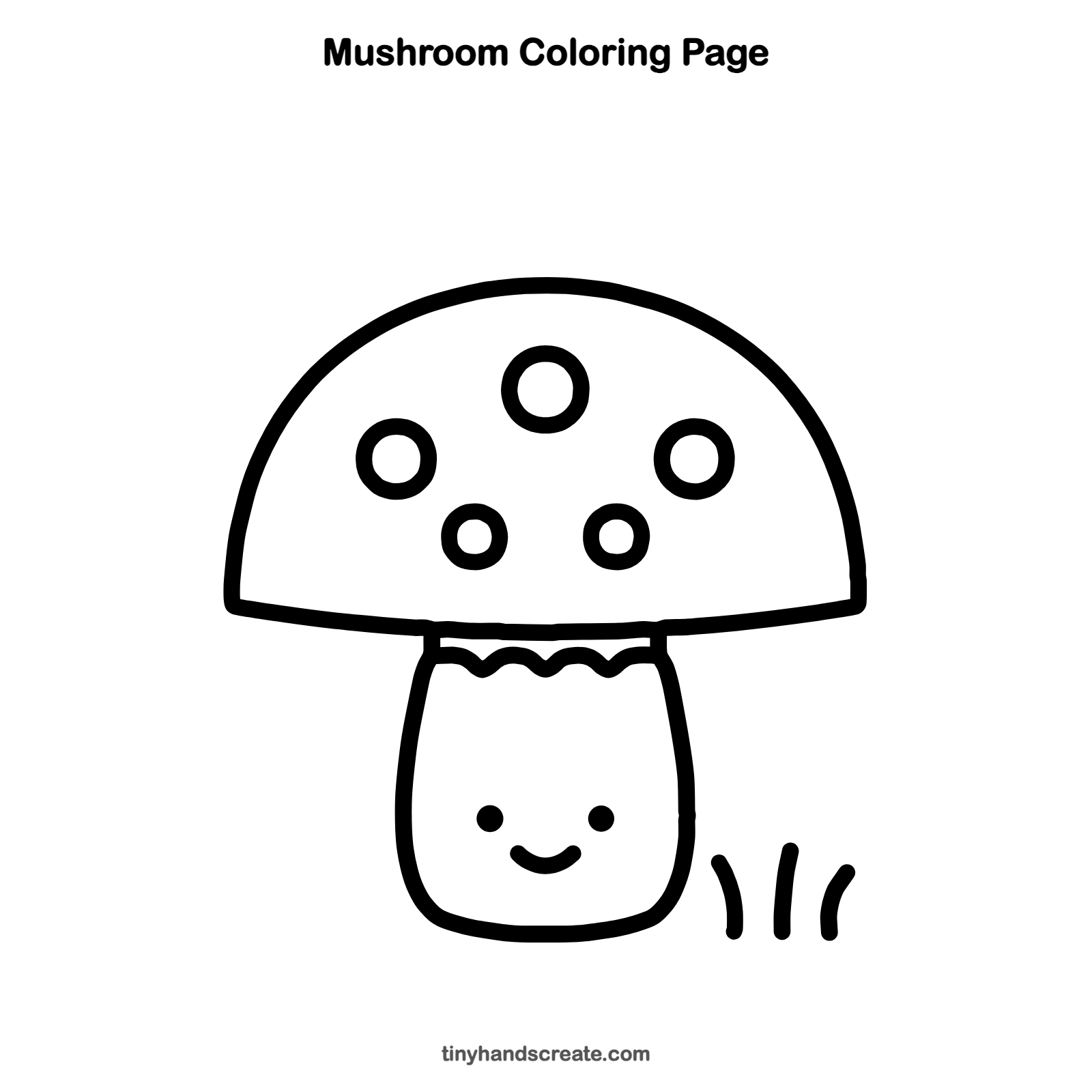 Free printable mushroom coloring page for kids