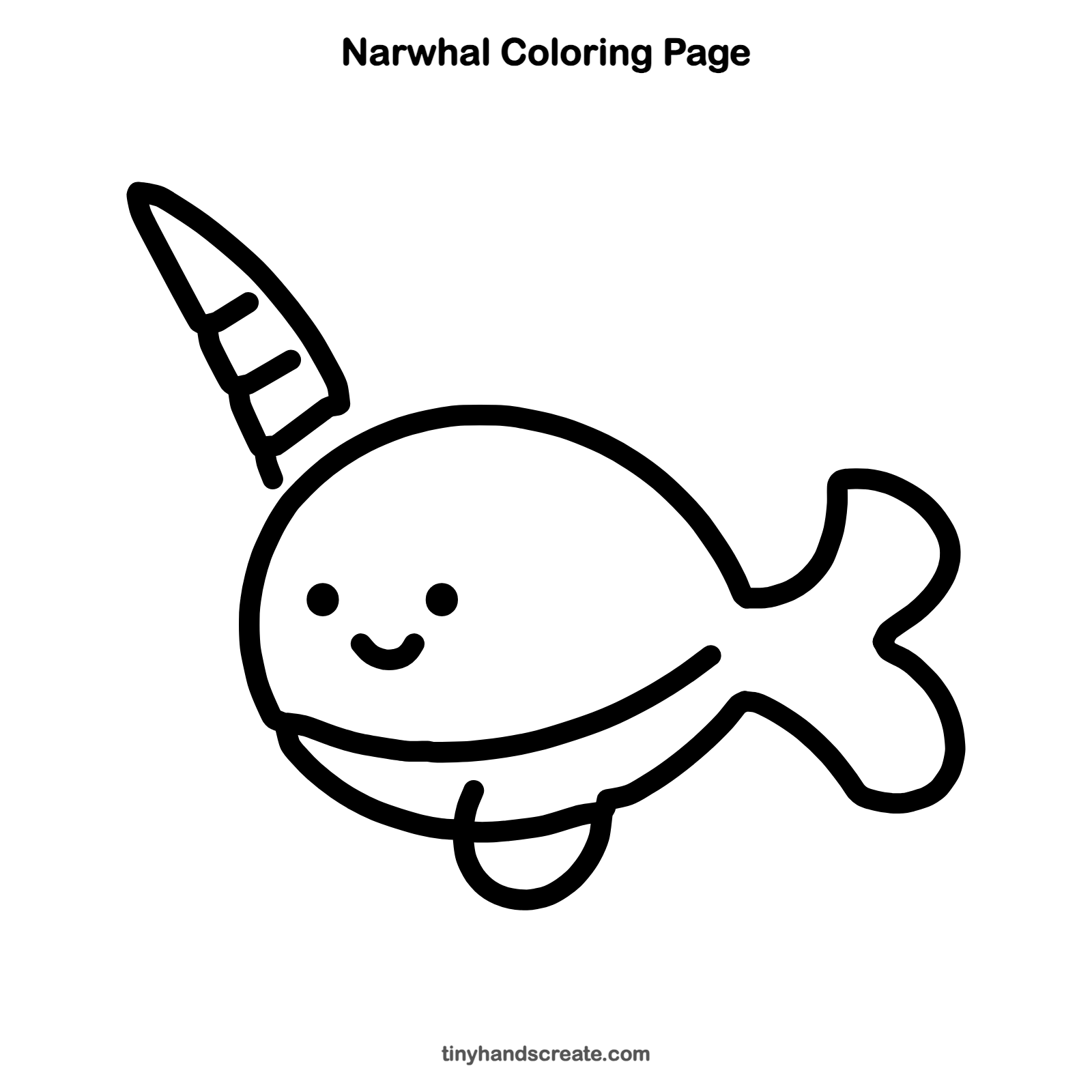 Free printable narwhal coloring page for kids