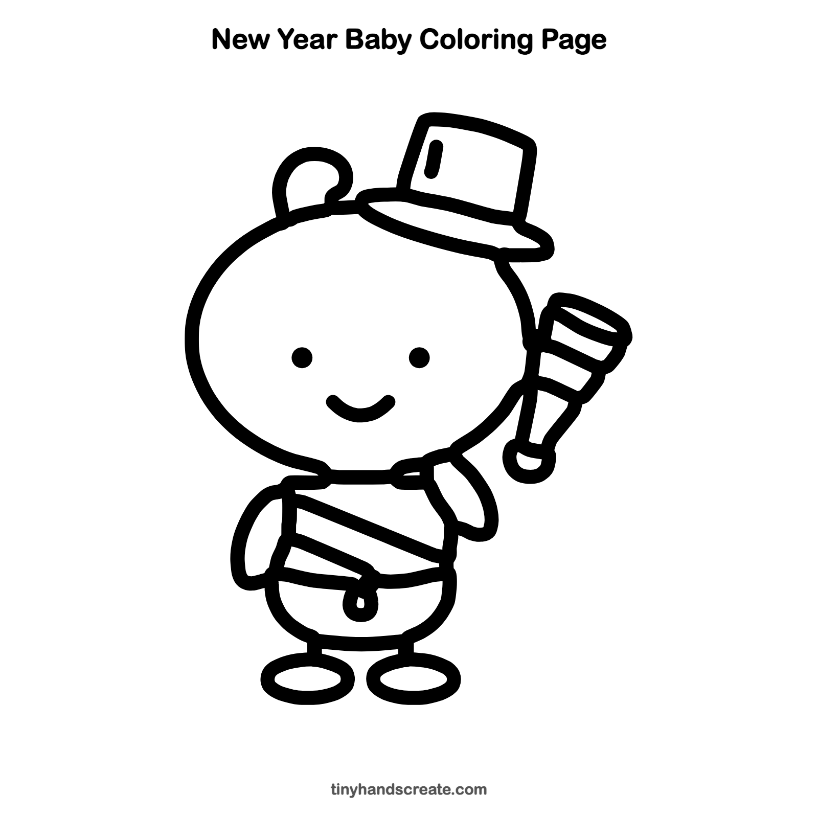 Free printable New Year baby coloring page for kids