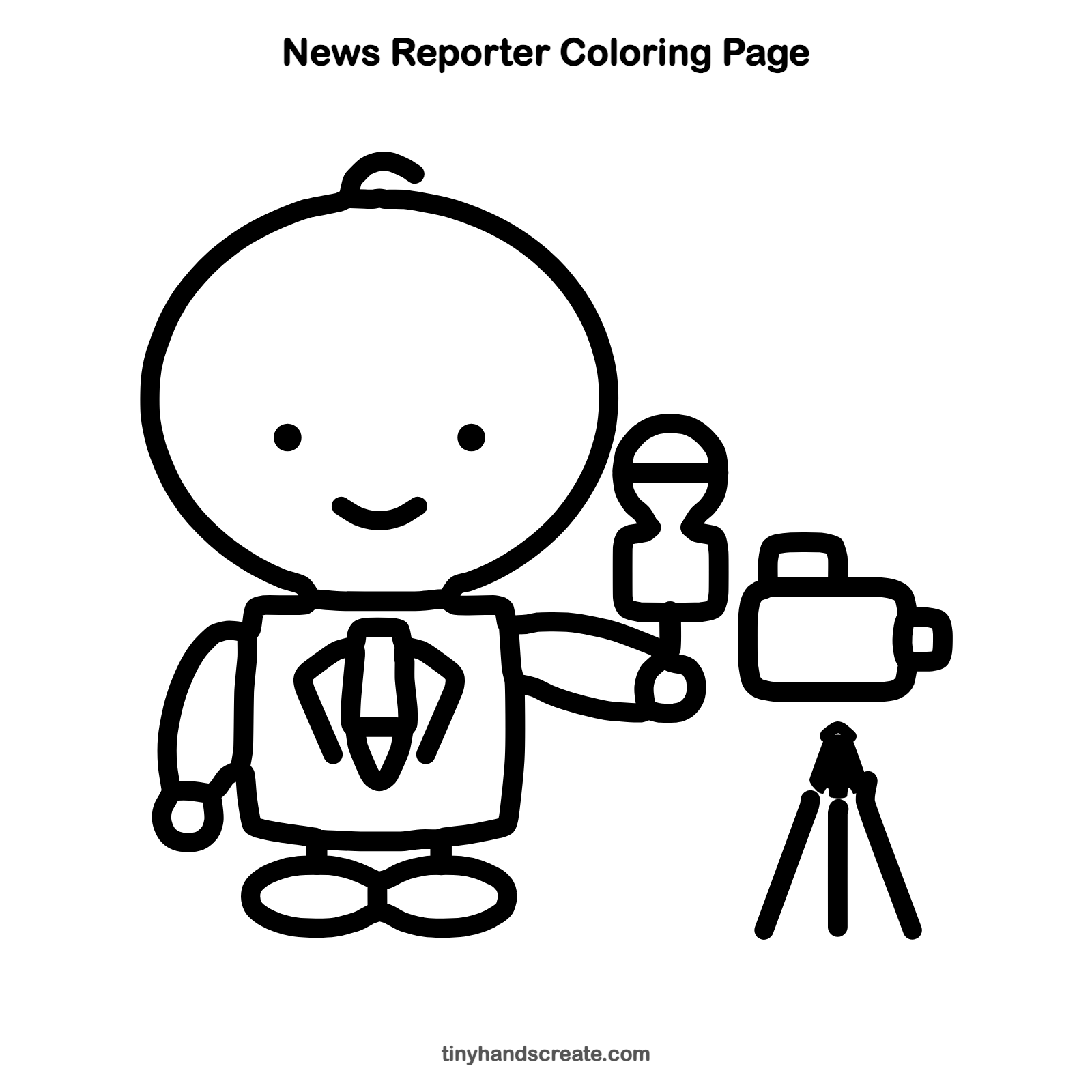 Free printable news reporter coloring page for kids