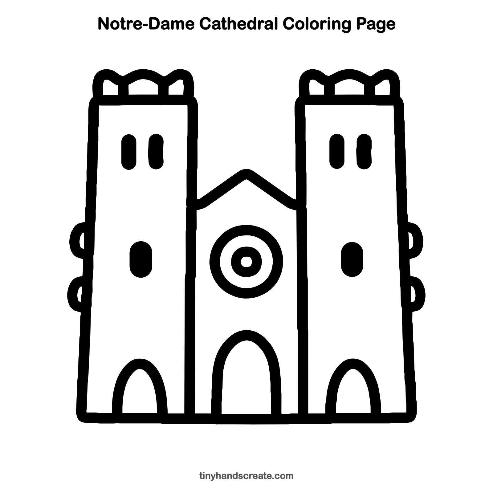 Free printable Notre-Dame cathedral coloring page for kids