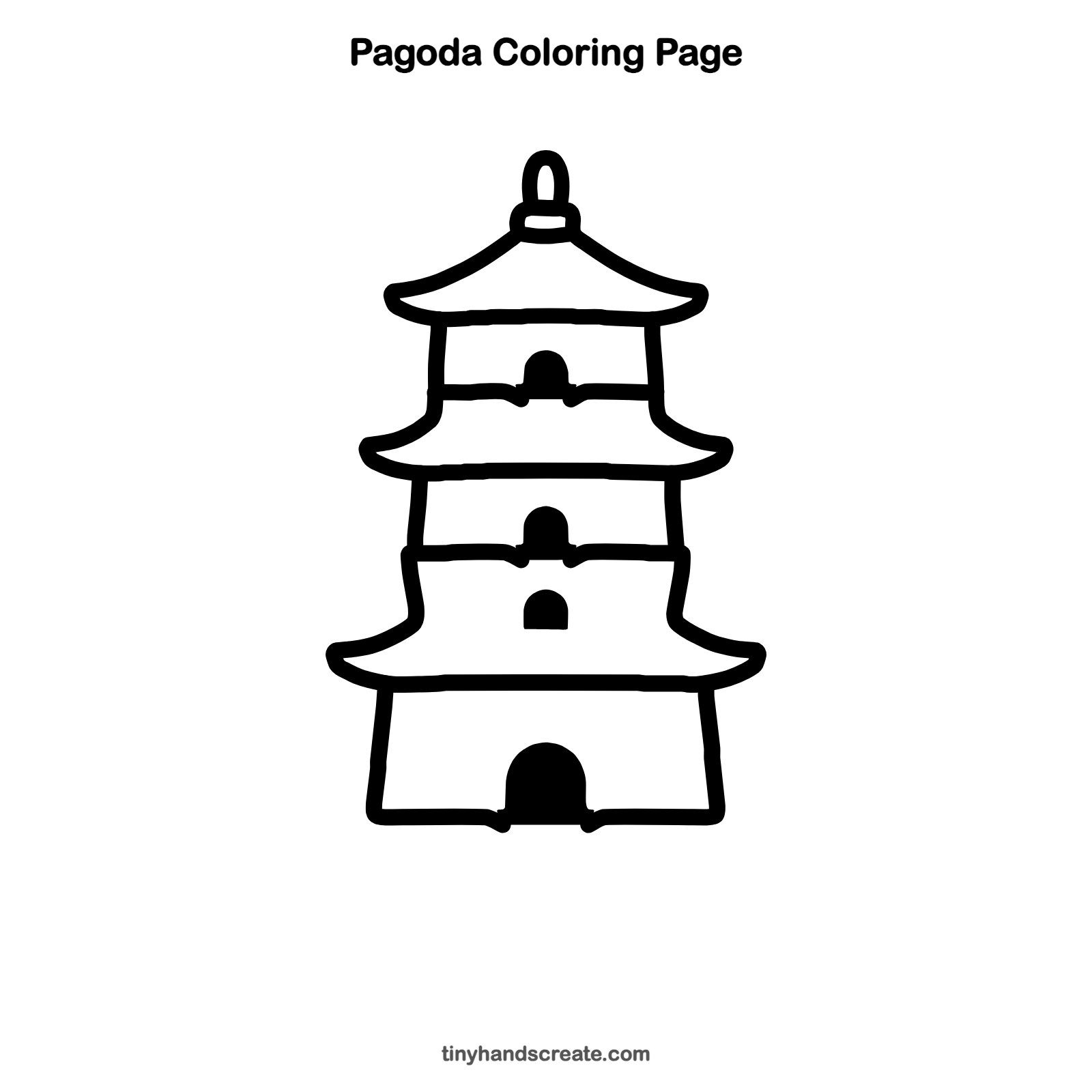 Free printable pagoda coloring page for kids