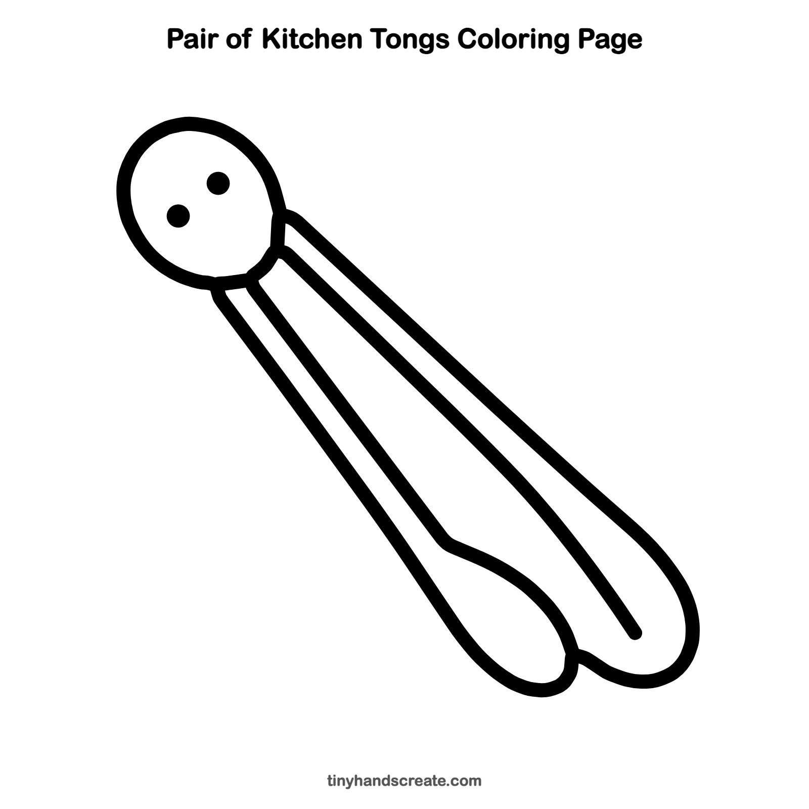Free printable pair of kitchen tongs coloring page for kids