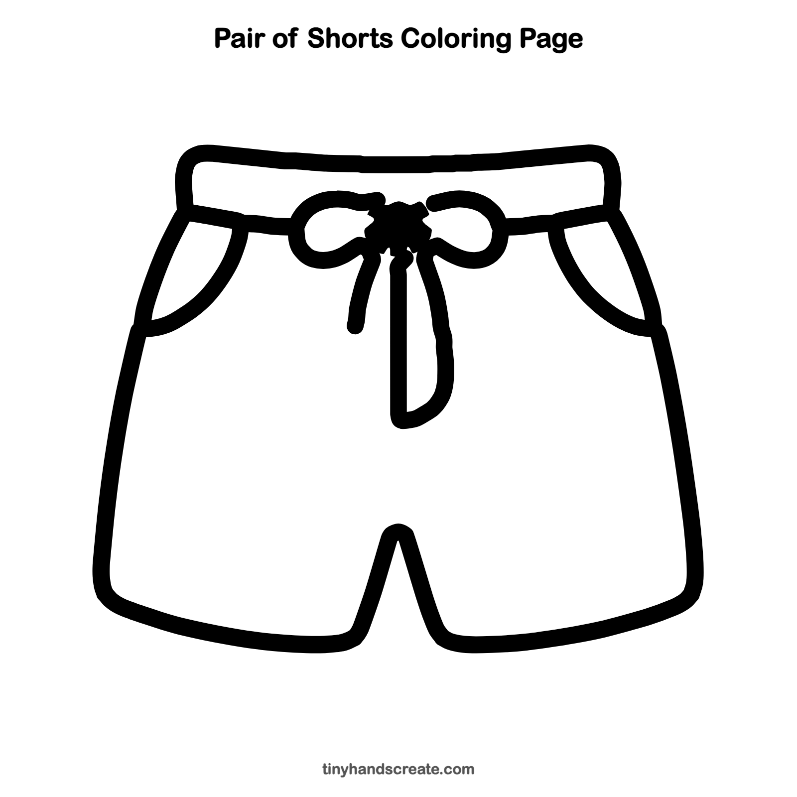 Free printable pair of shorts coloring page for kids