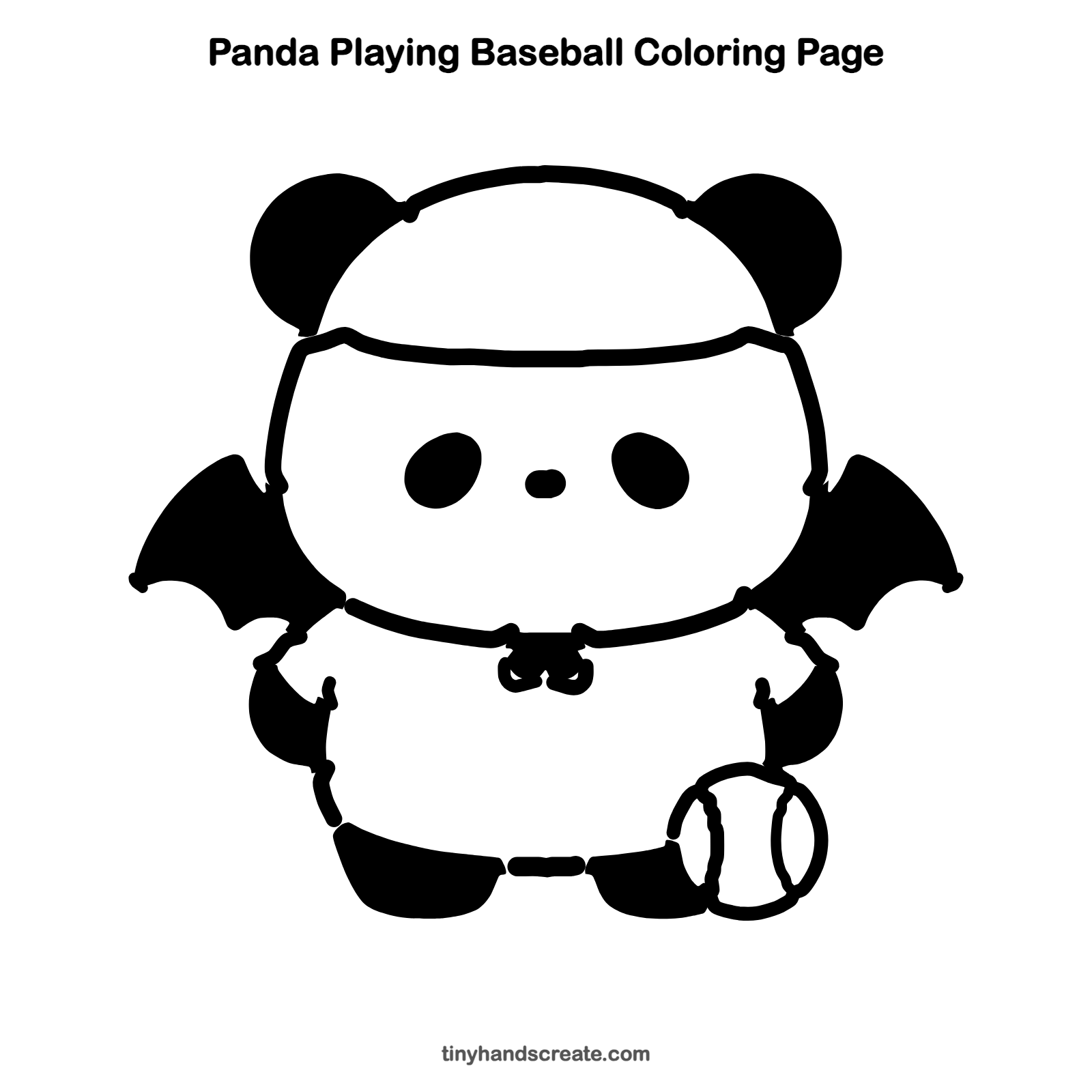Free printable panda playing baseball coloring page for kids
