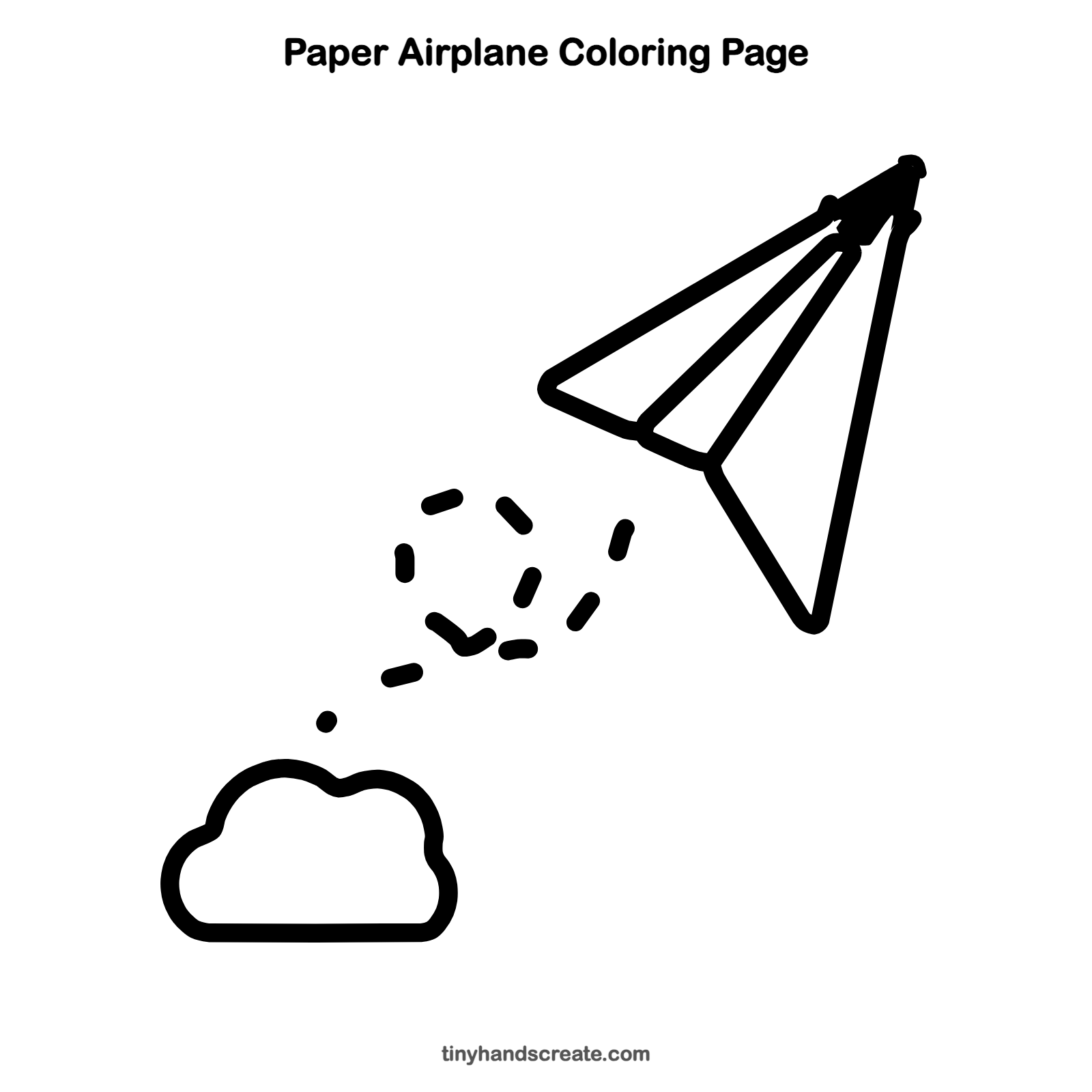 Free printable paper airplane coloring page for kids
