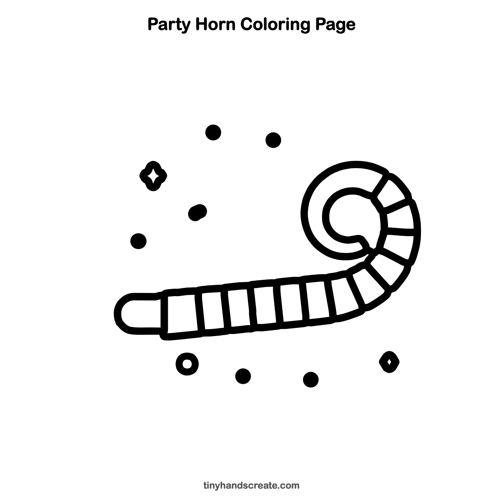 Free printable party horn coloring page for kids