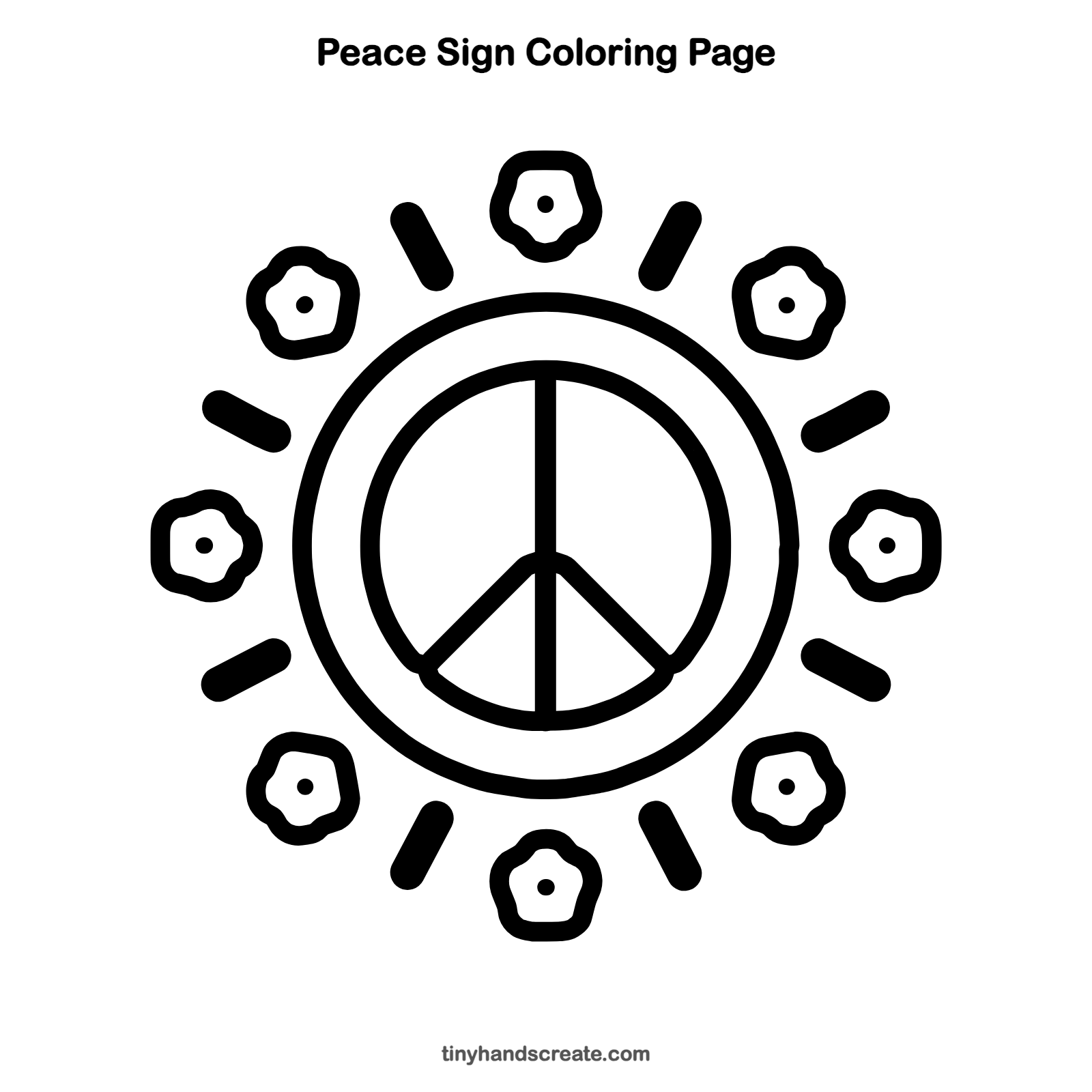 Free printable peace sign coloring page for kids
