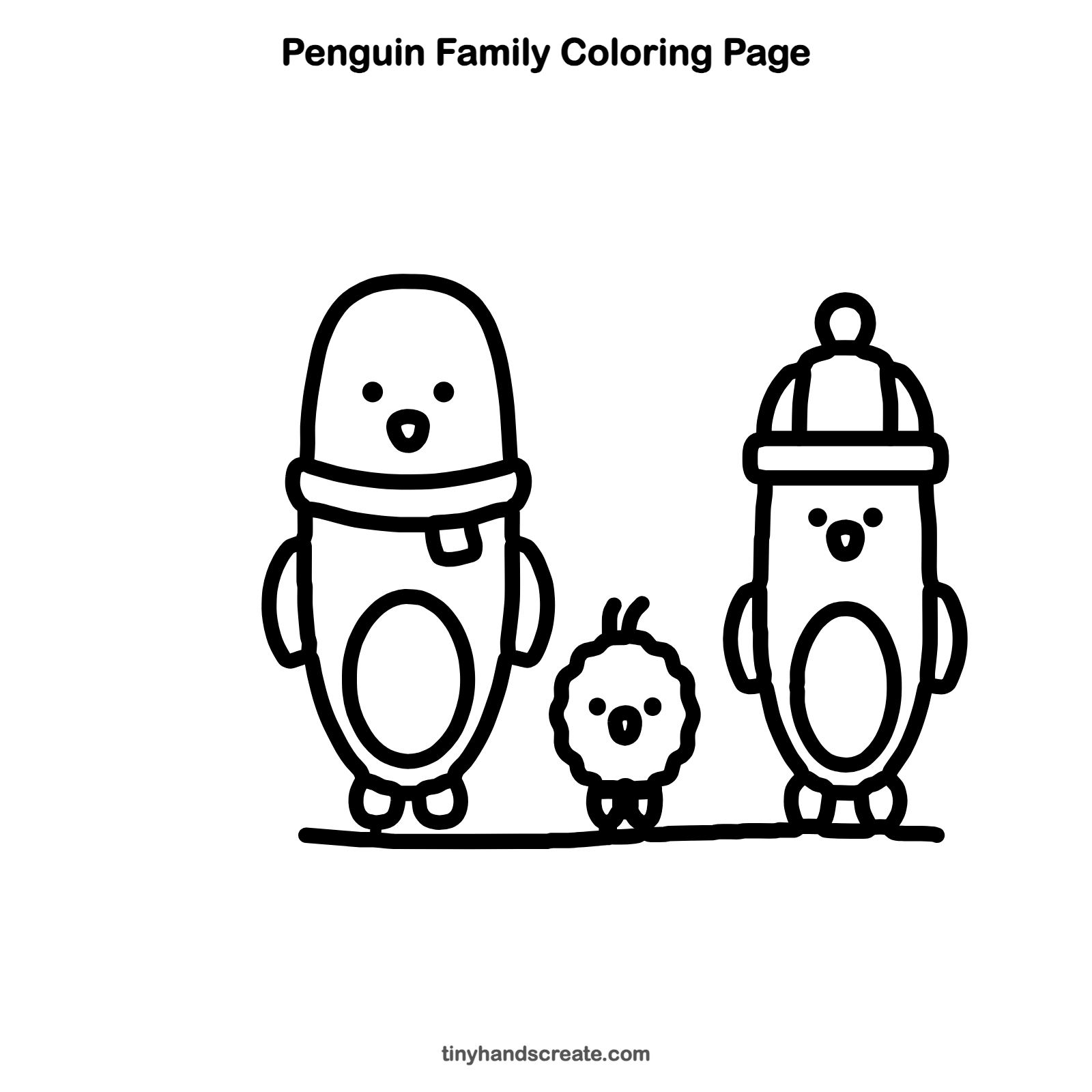 Free printable penguin family coloring page for kids