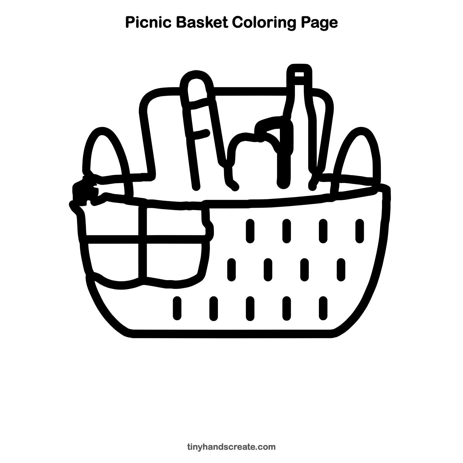 Free printable picnic basket coloring page for kids