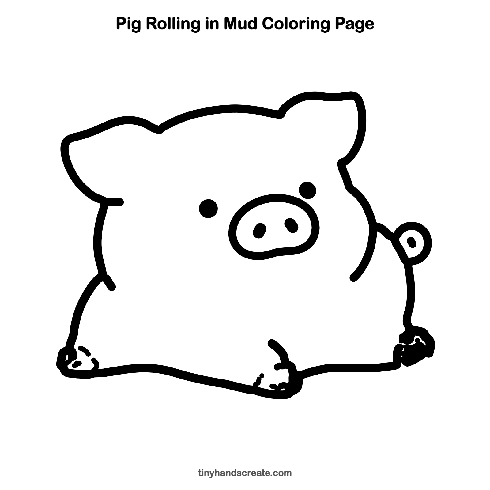 Free printable pig rolling in mud coloring page for kids
