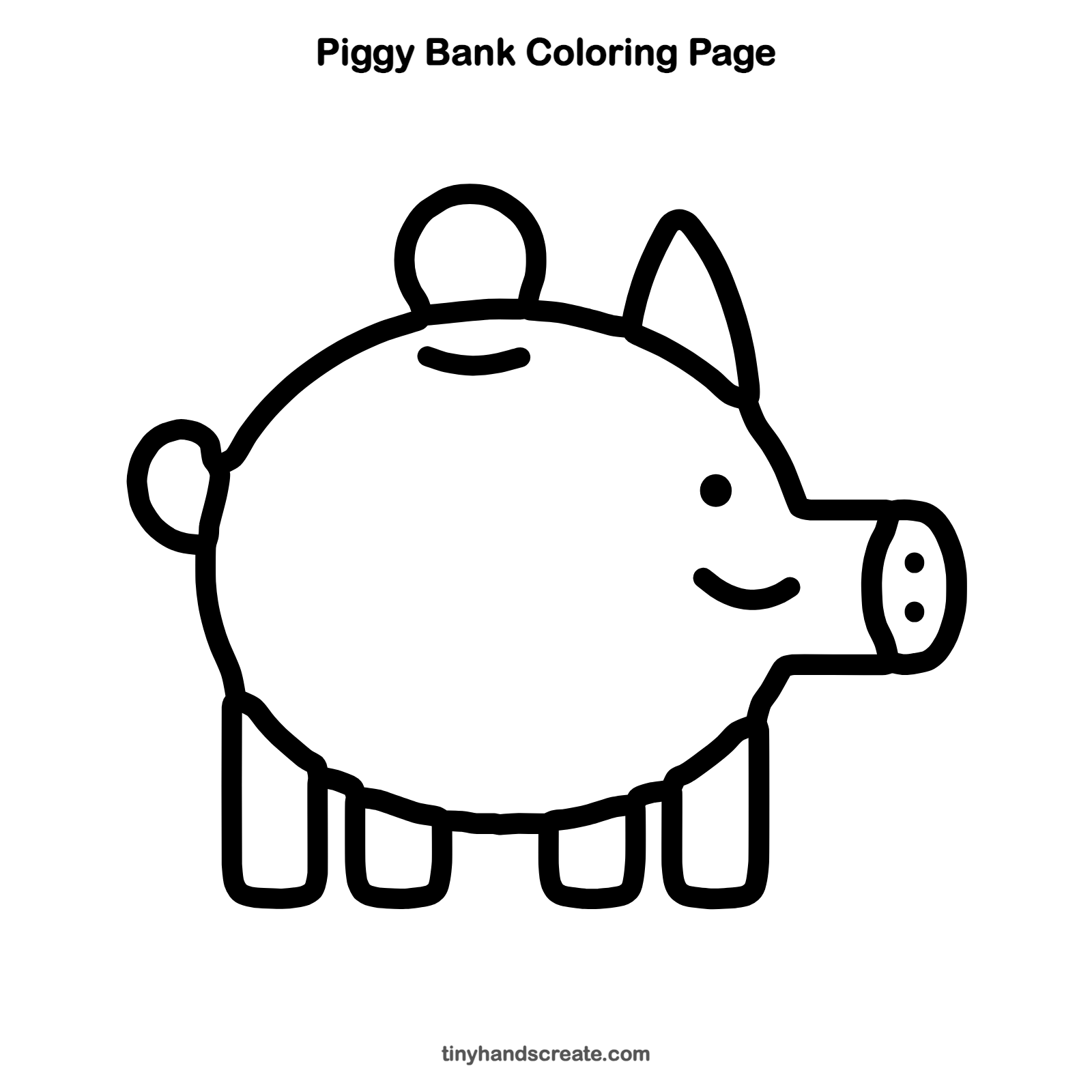 Free printable piggy bank coloring page for kids