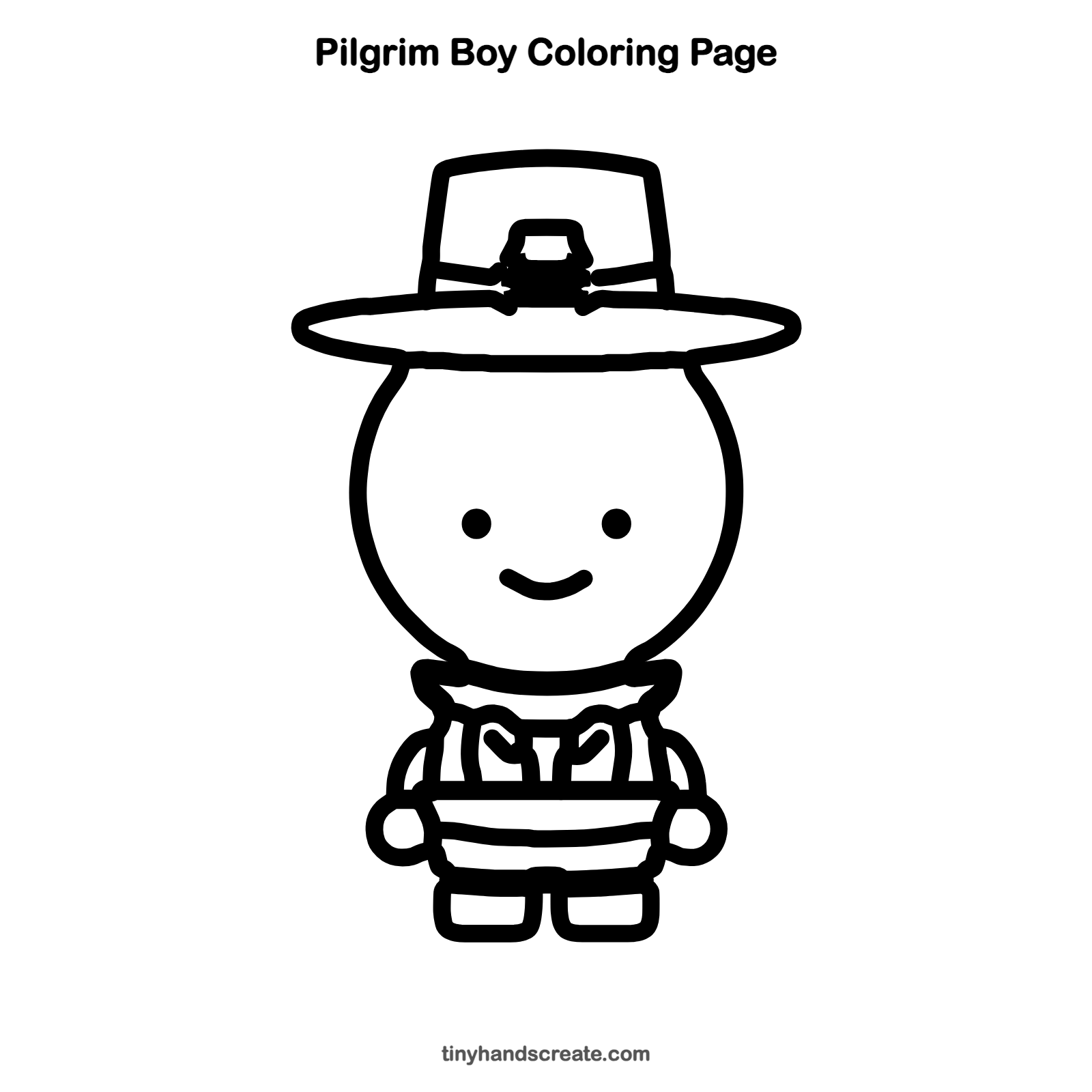 Free printable pilgrim boy coloring page for kids