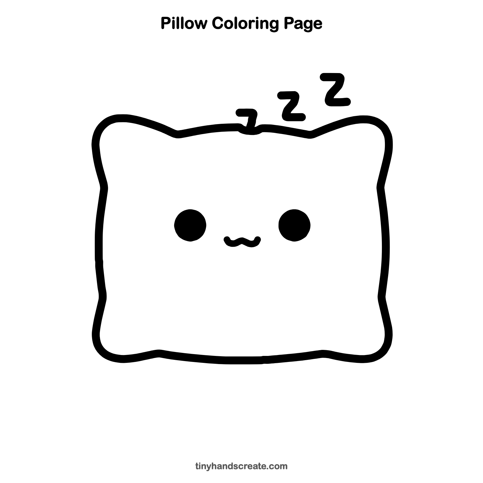 Free printable pillow coloring page for kids