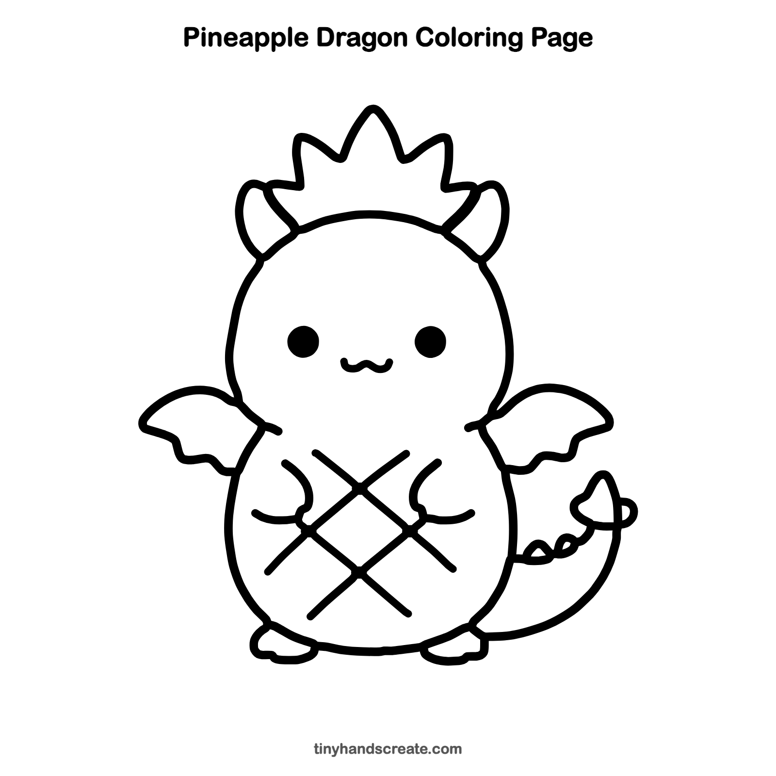 Free printable pineapple dragon coloring page for kids