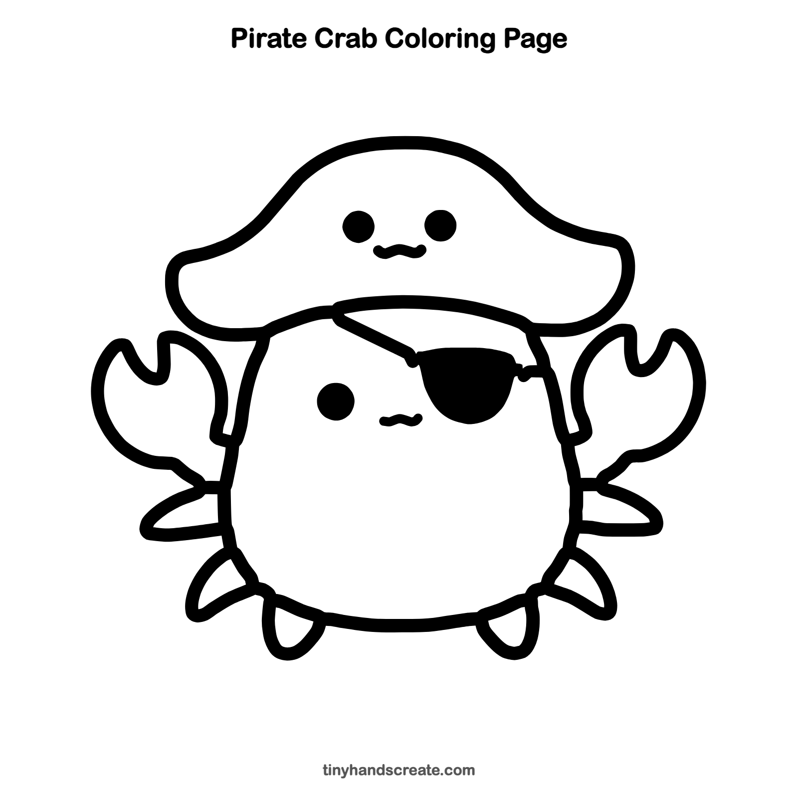 Free printable pirate crab coloring page for kids