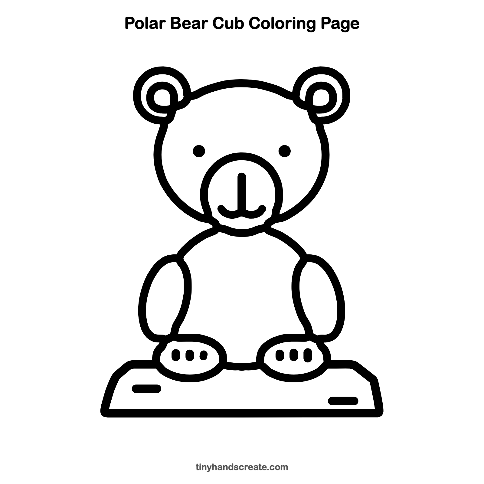 Free printable polar bear cub coloring page for kids