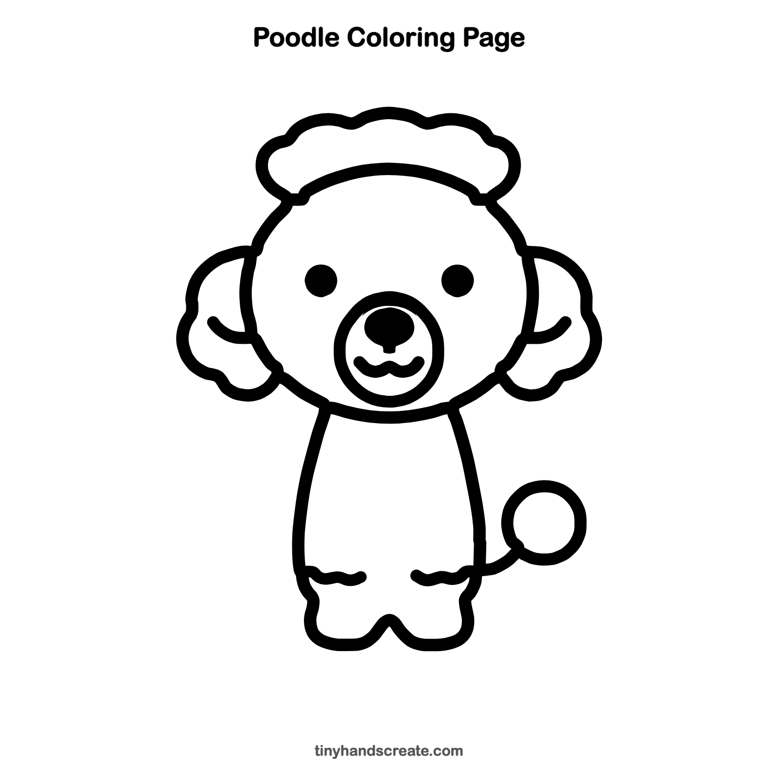 Free printable poodle coloring page for kids