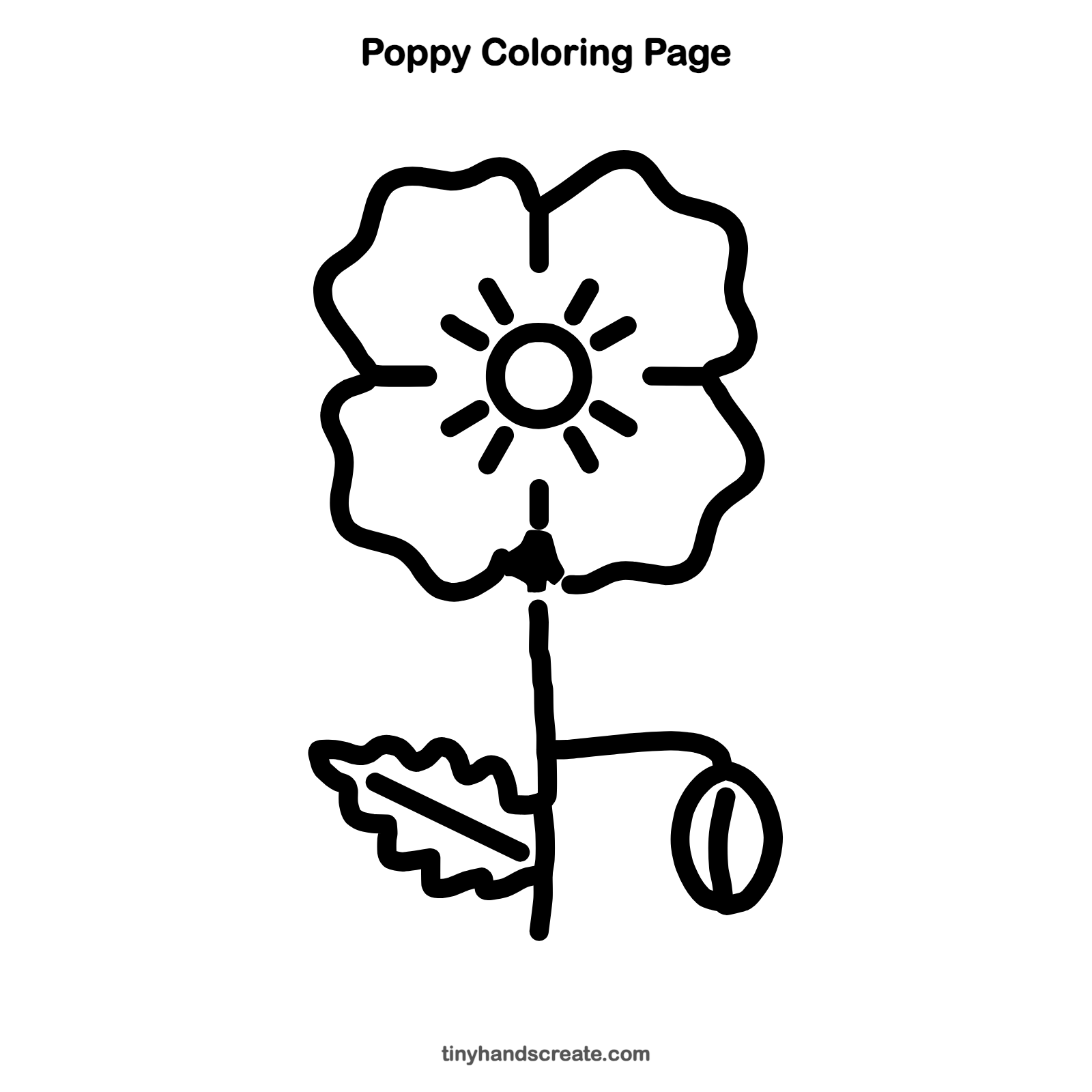 Free printable poppy coloring page for kids