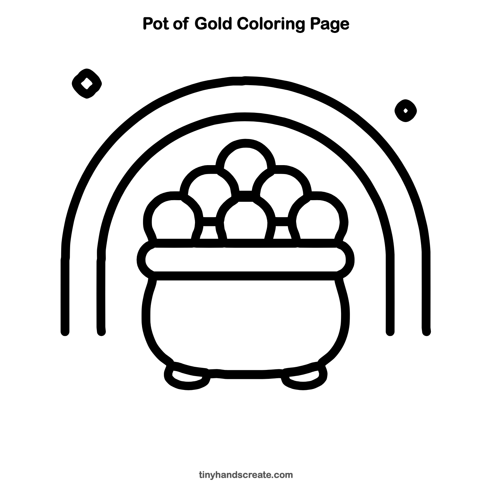Free printable pot of gold coloring page for kids
