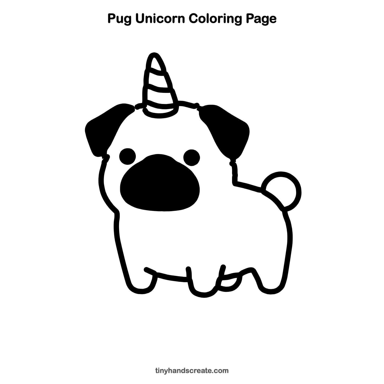 Free printable pug unicorn coloring page for kids