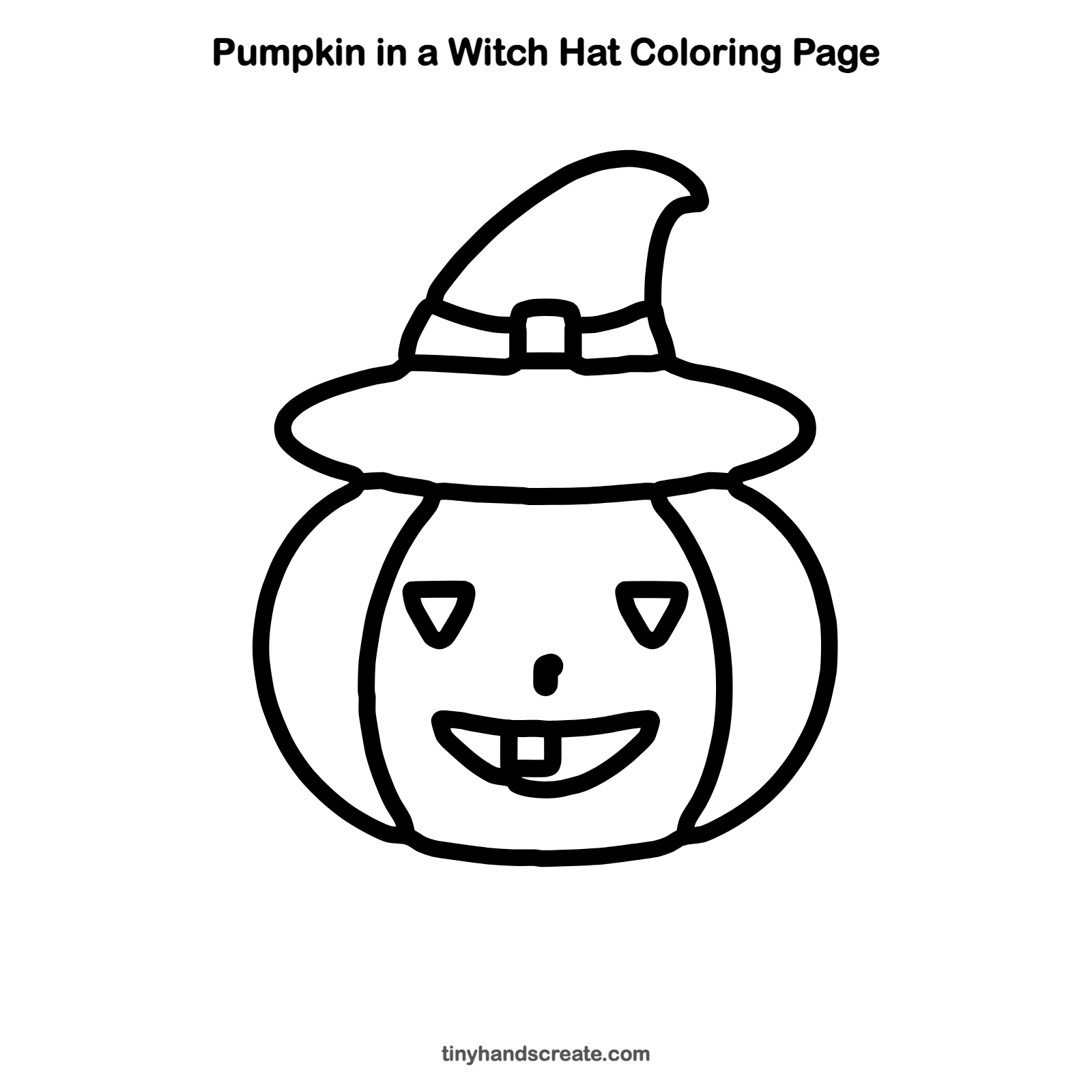 Free printable pumpkin in a witch hat coloring page for kids