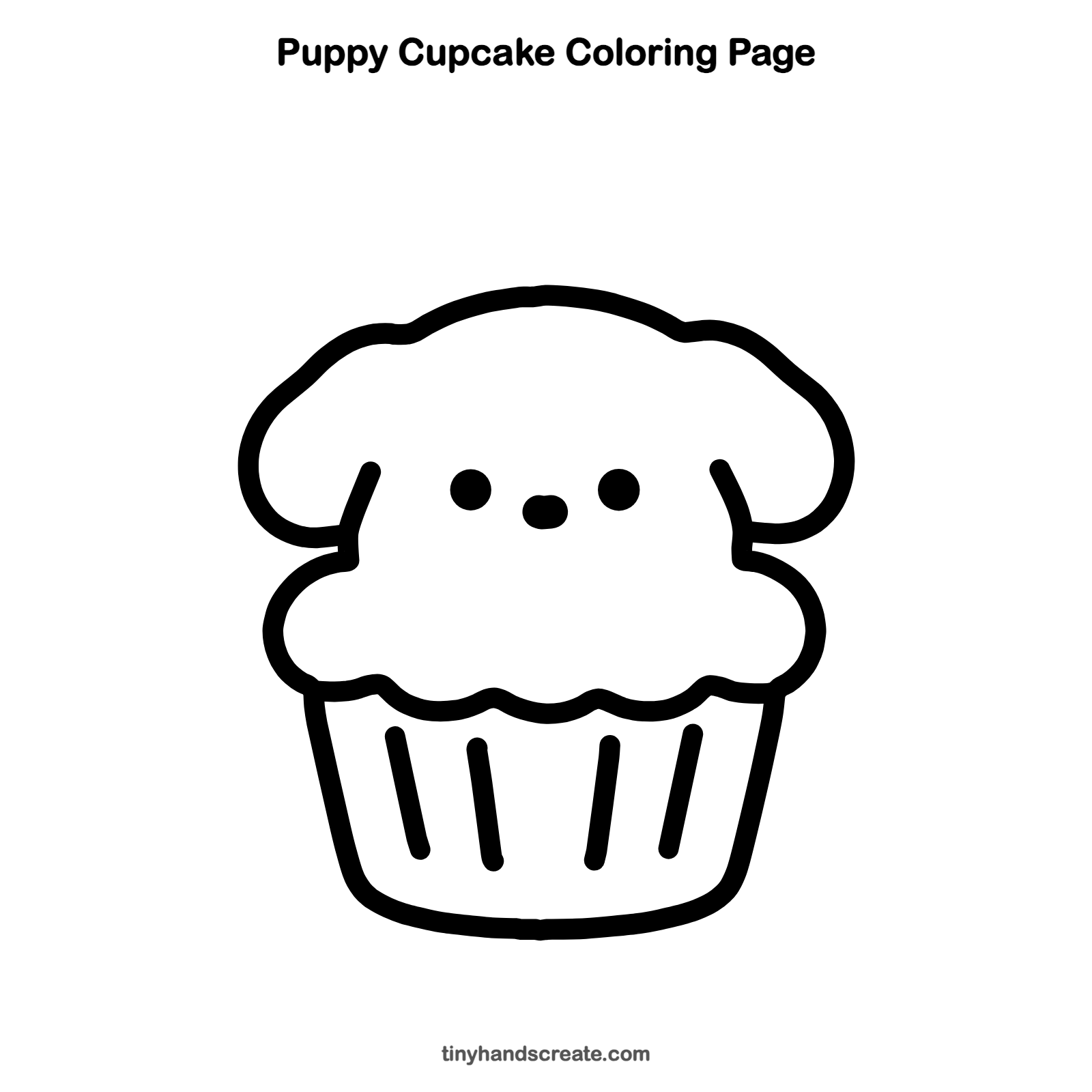 Free printable puppy cupcake coloring page for kids