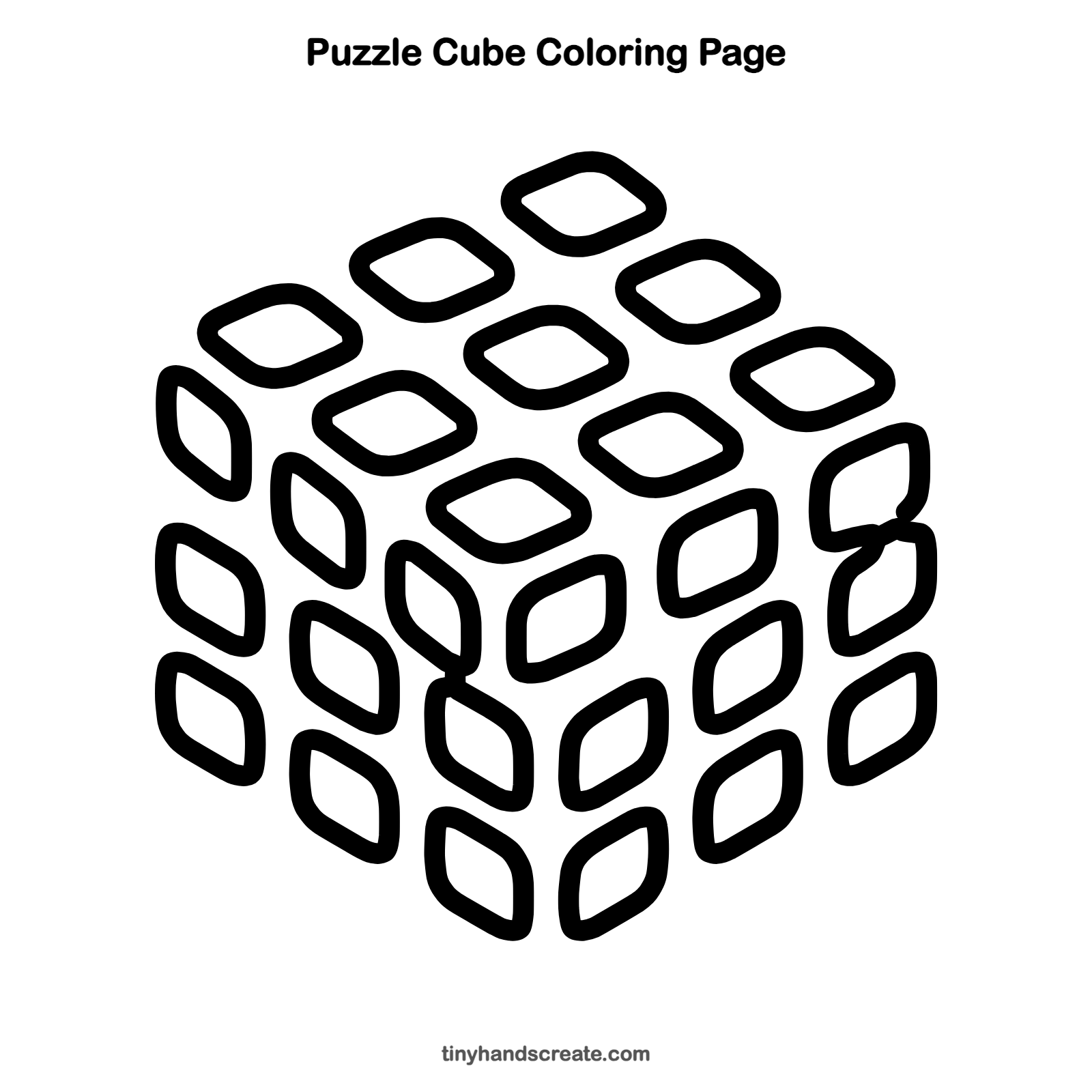 Free printable puzzle cube coloring page for kids