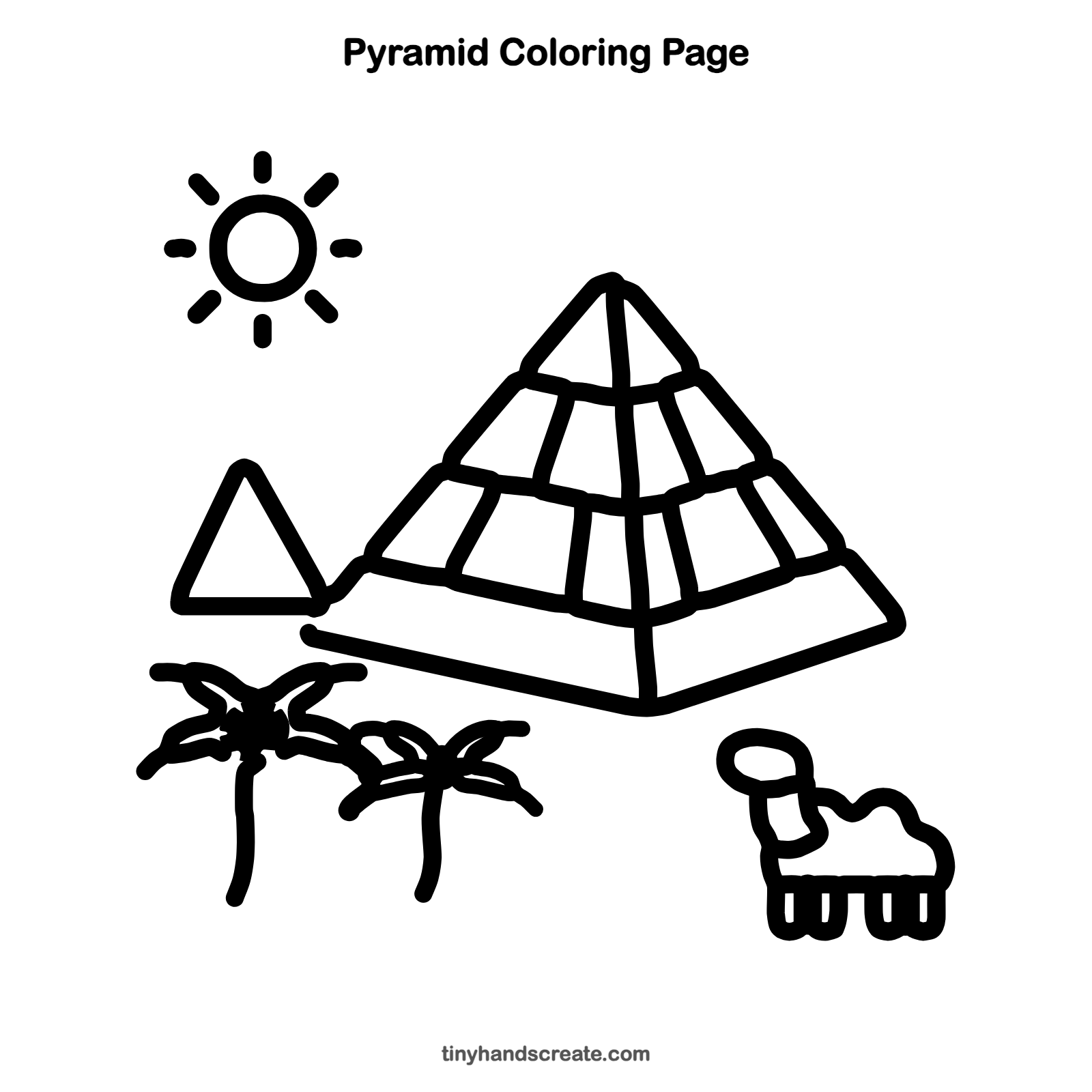 Free printable pyramid coloring page for kids