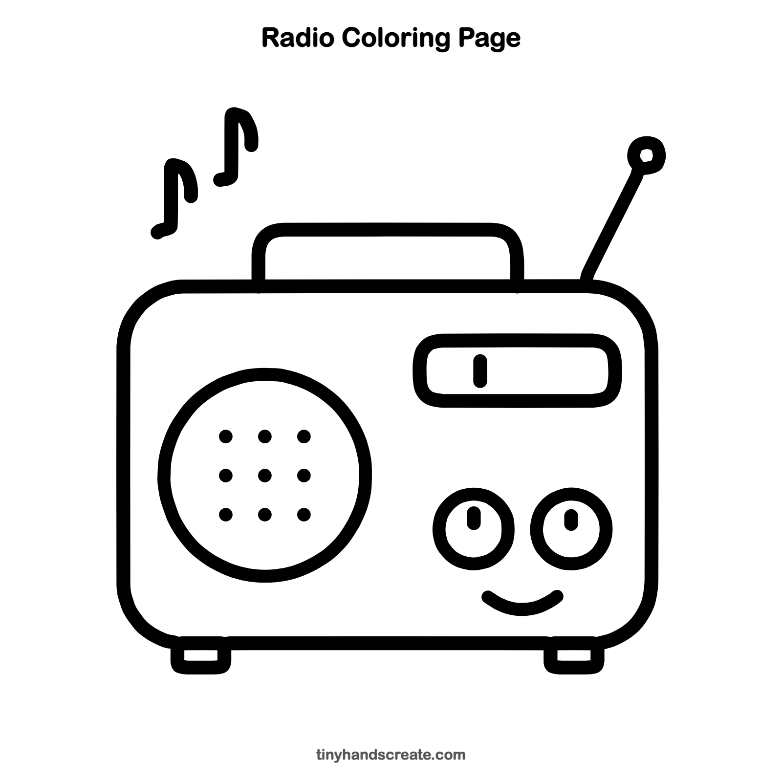 Free printable radio coloring page for kids