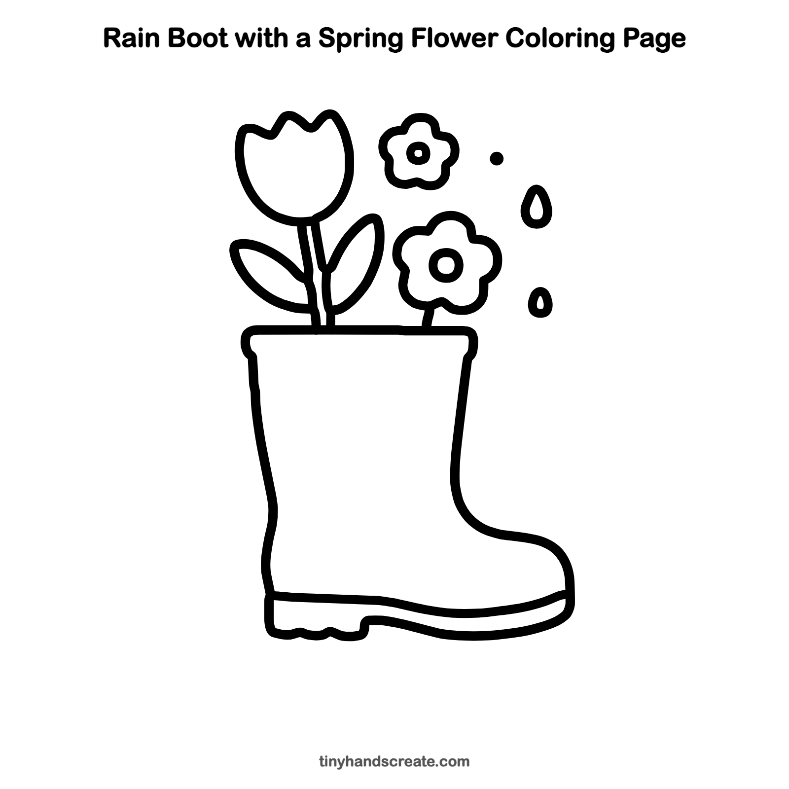 Free printable rain boot with a spring flower coloring page for kids