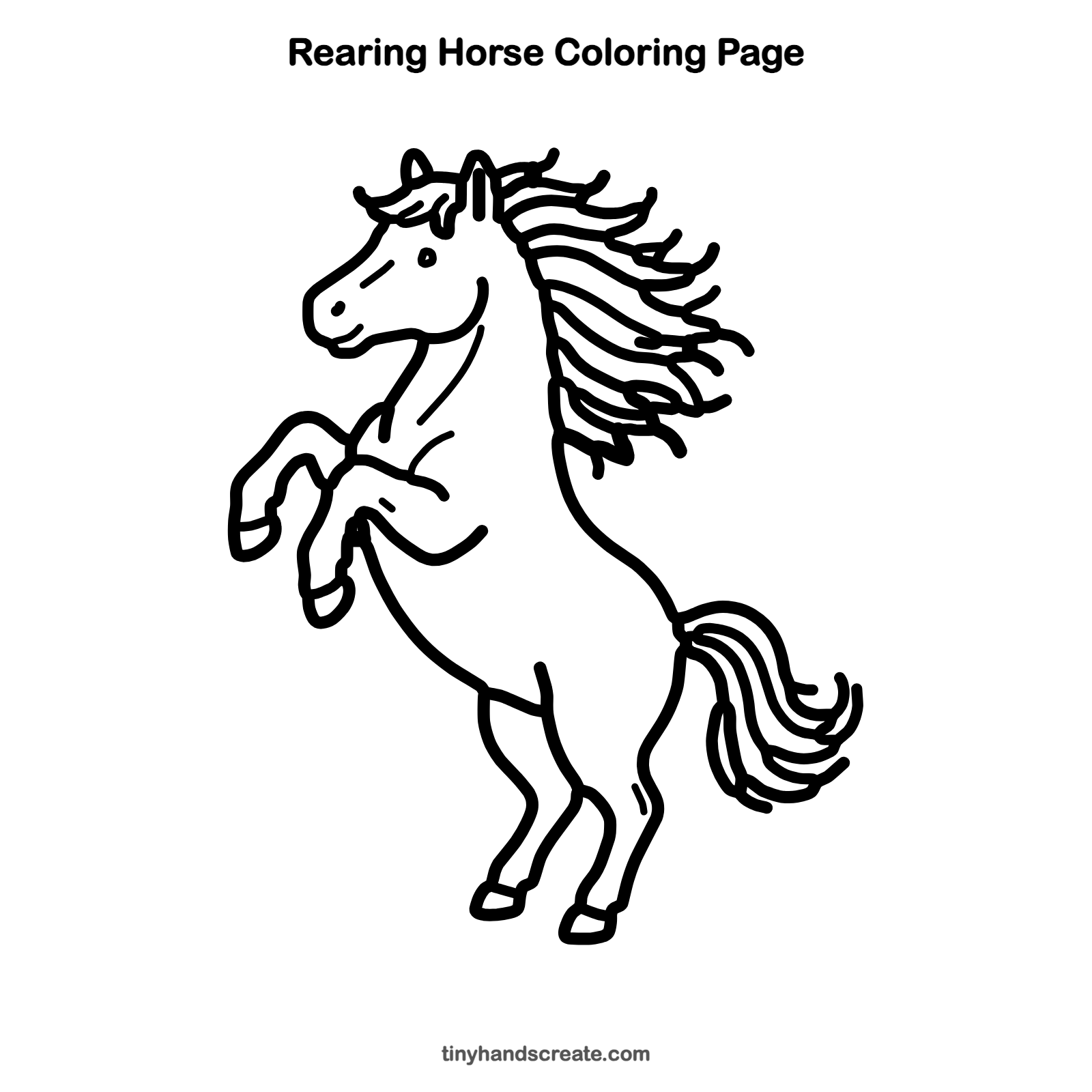 Free printable rearing horse coloring page for kids