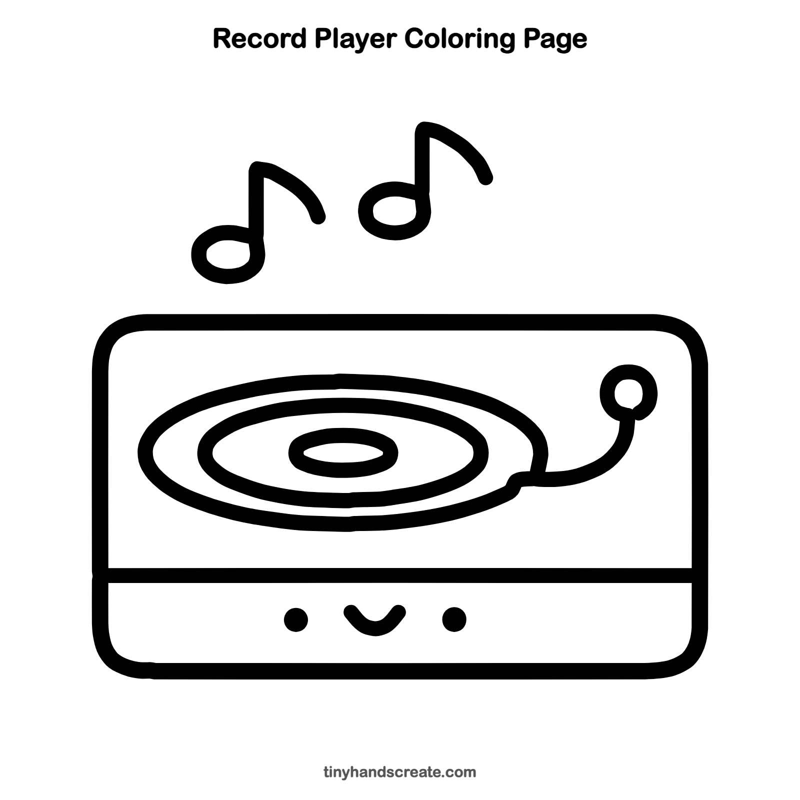 Free printable record player coloring page for kids