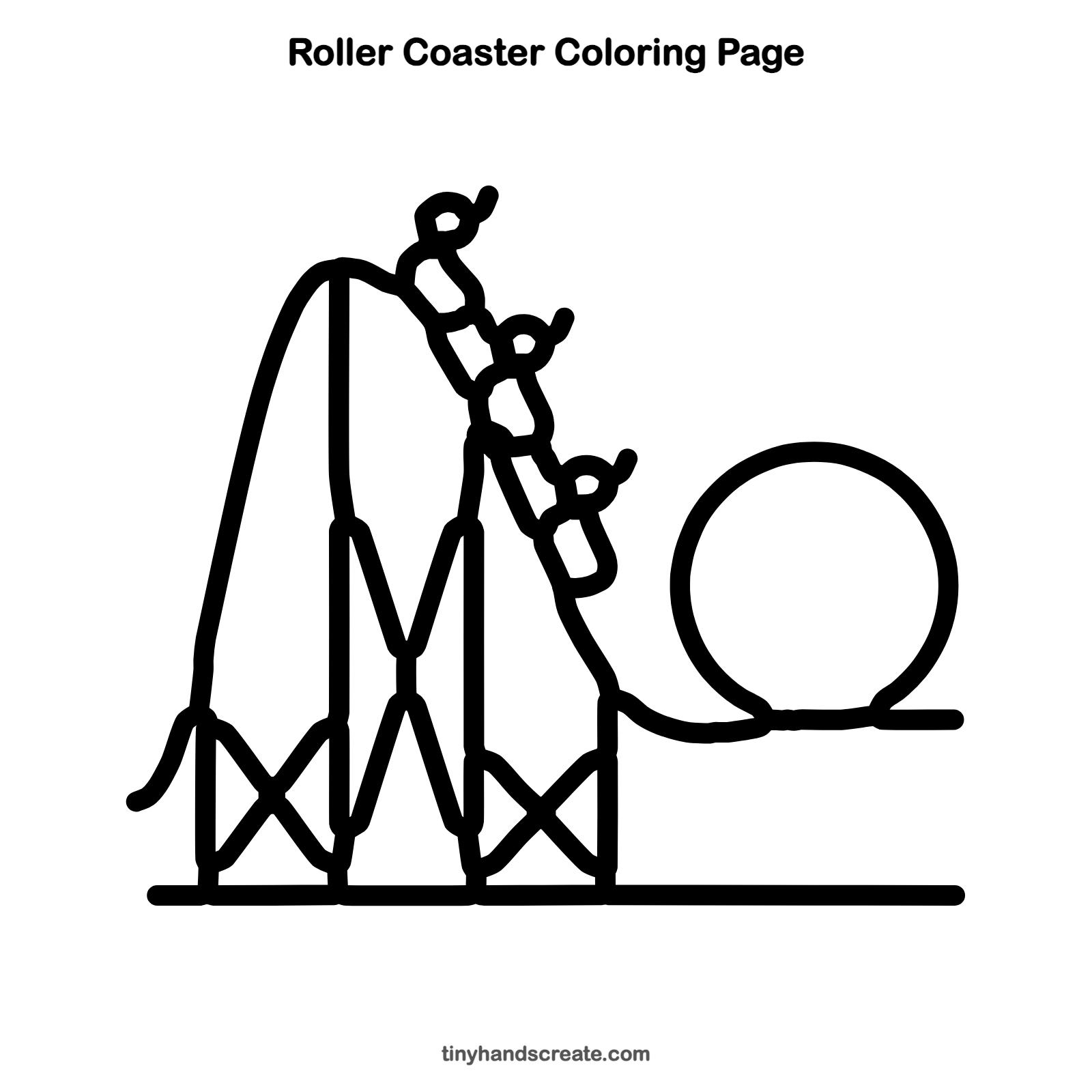 Free printable roller coaster coloring page for kids