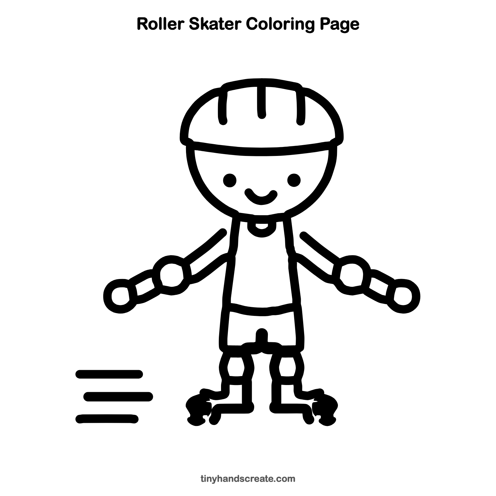 Free printable roller skater coloring page for kids