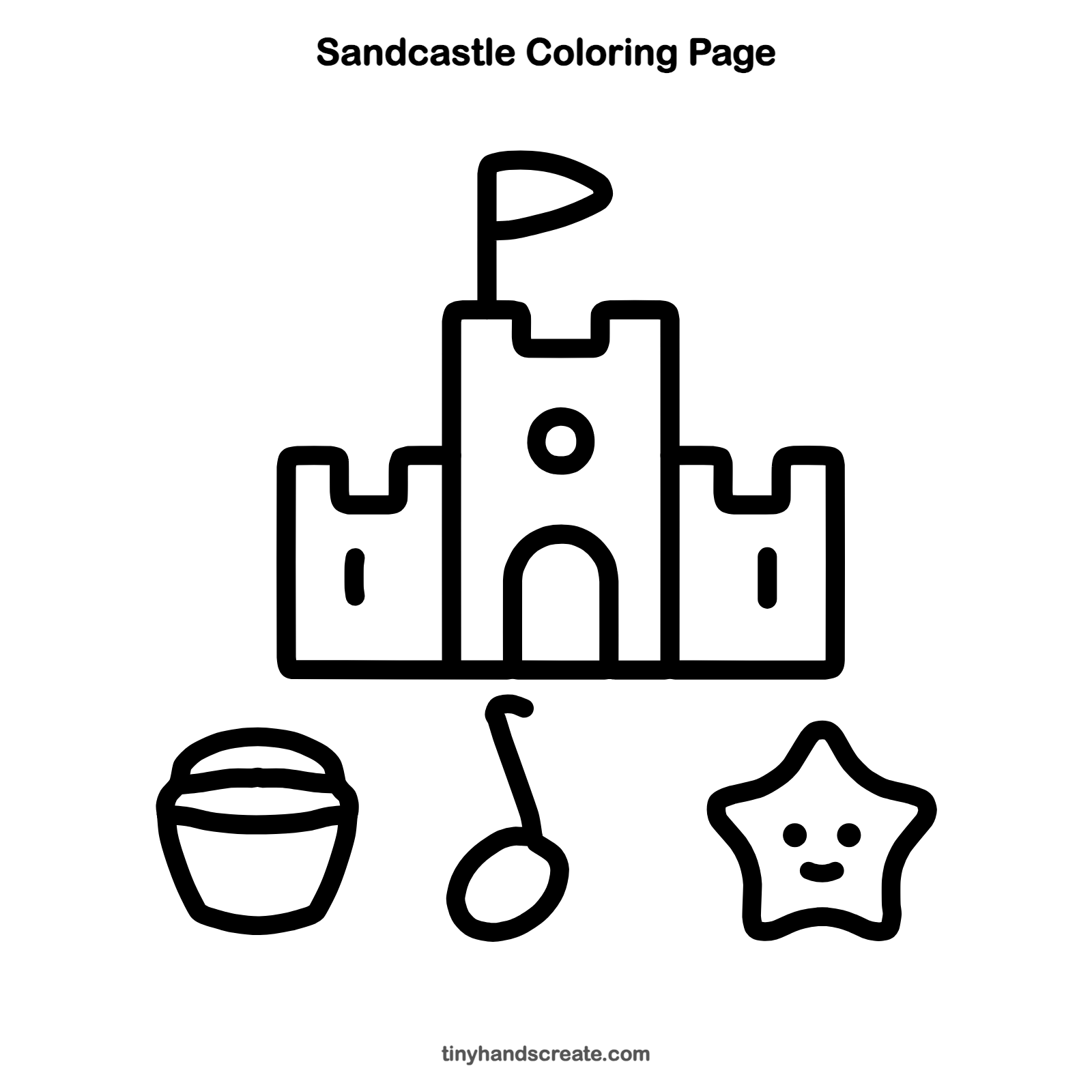 Free printable sandcastle coloring page for kids
