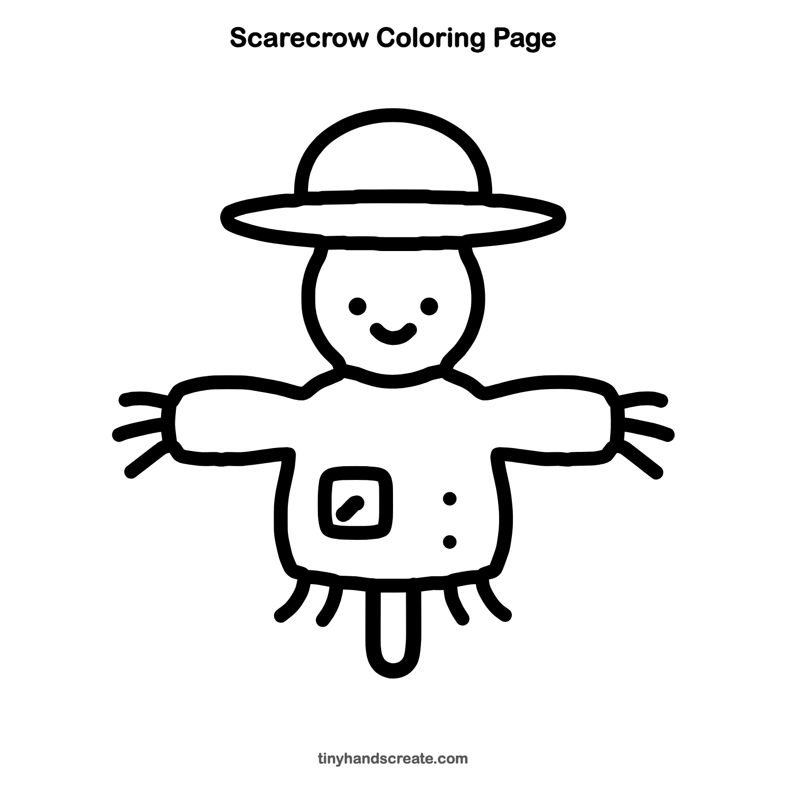 Free printable scarecrow coloring page for kids