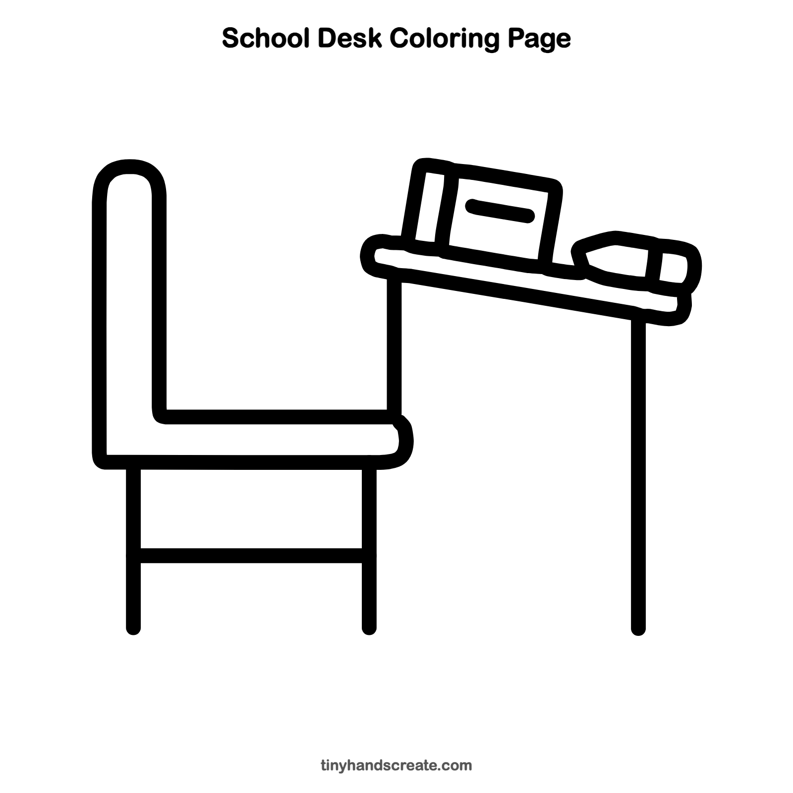 Free printable school desk coloring page for kids
