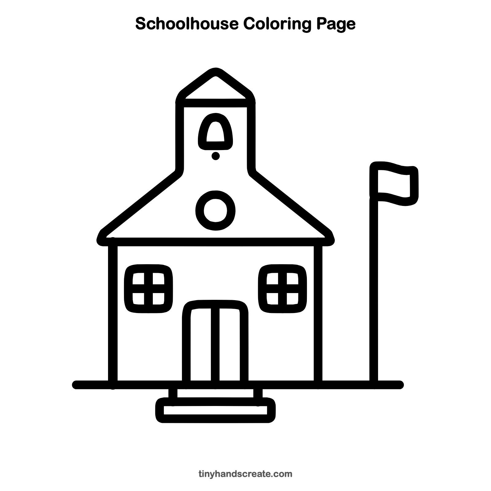 Free printable schoolhouse coloring page for kids