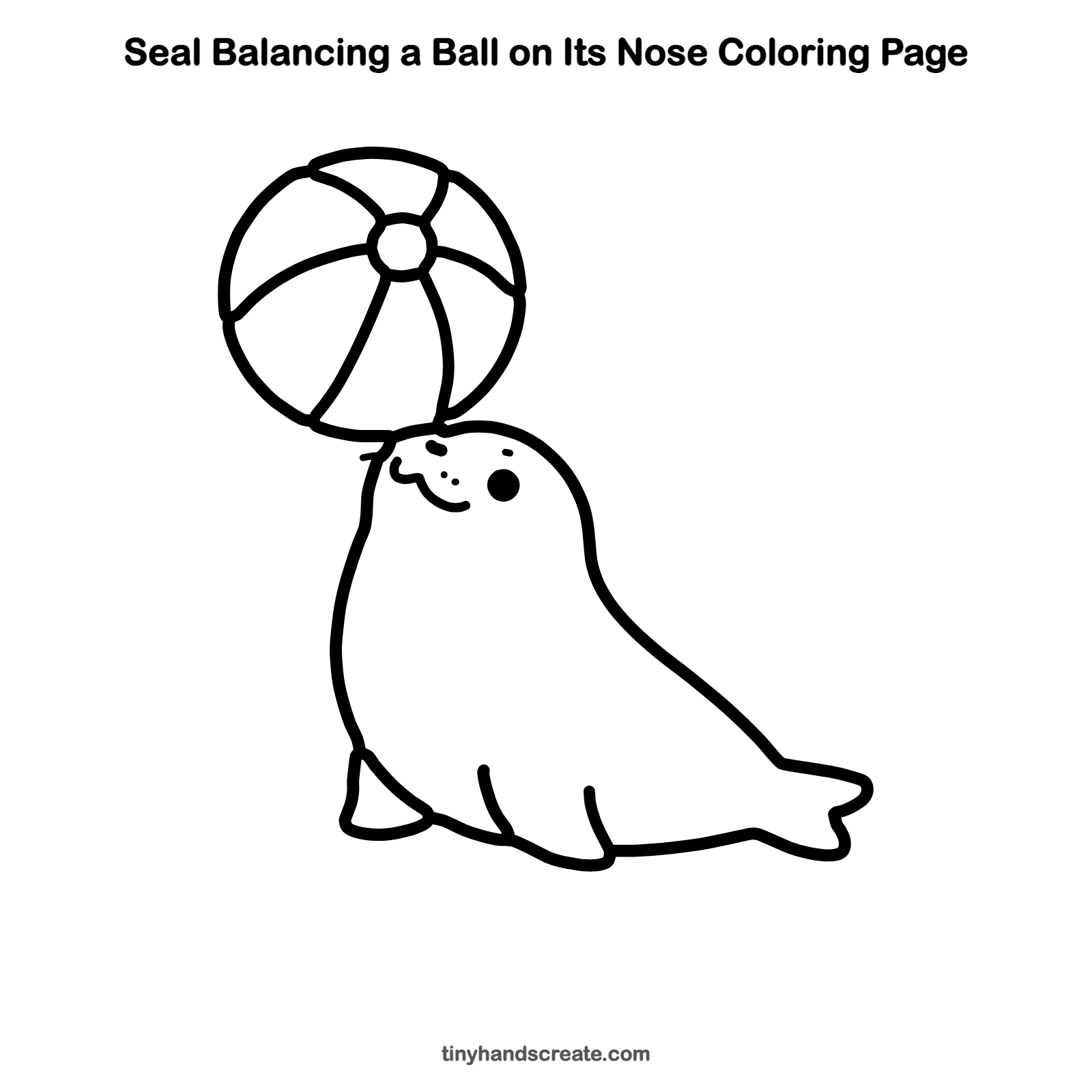 Free printable seal balancing a ball on its nose coloring page for kids
