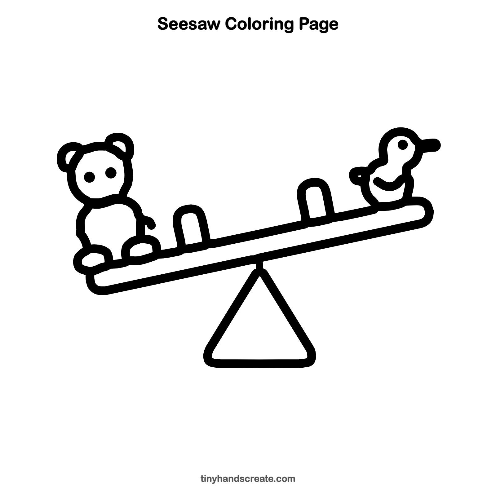 Free printable seesaw coloring page for kids