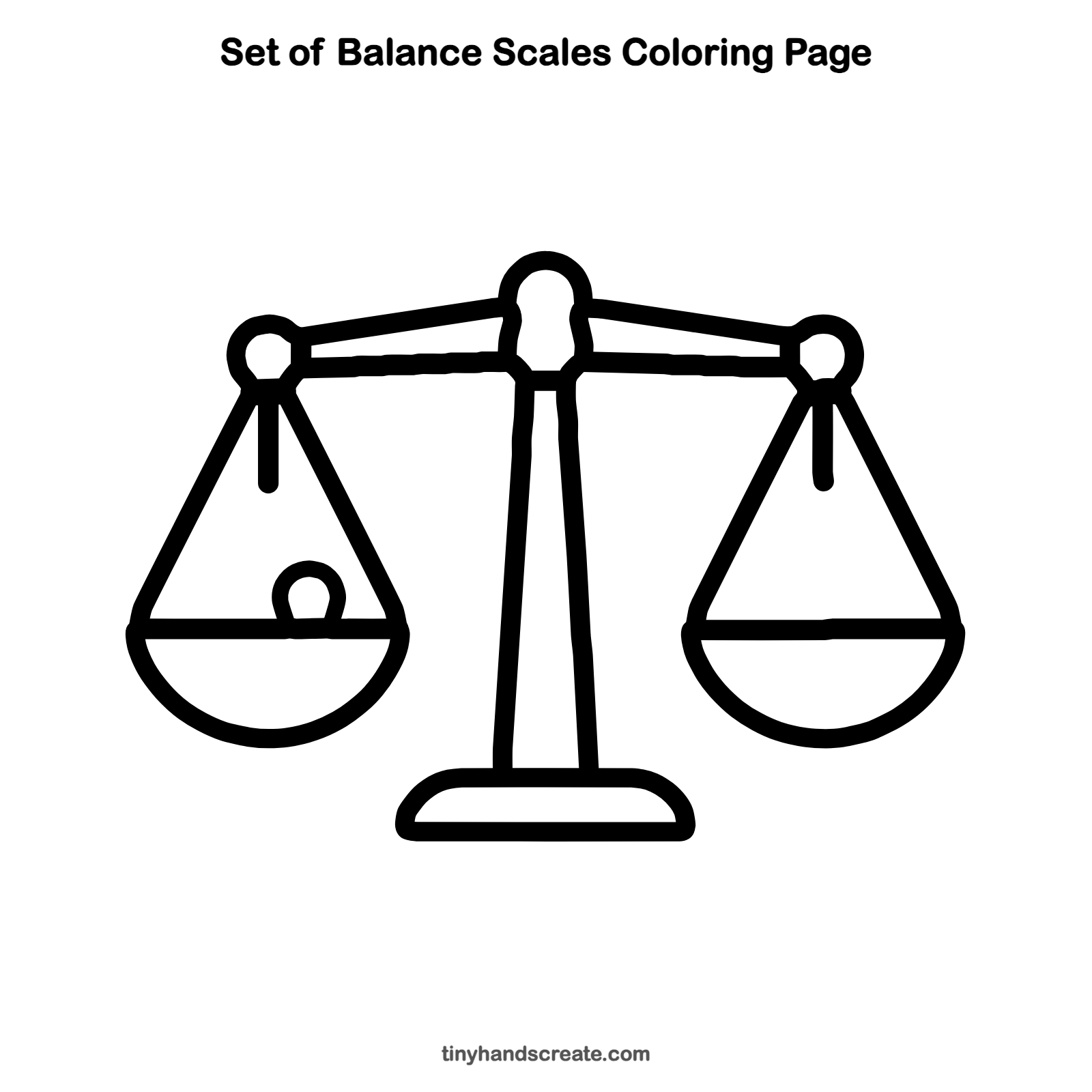 Free printable set of balance scales coloring page for kids
