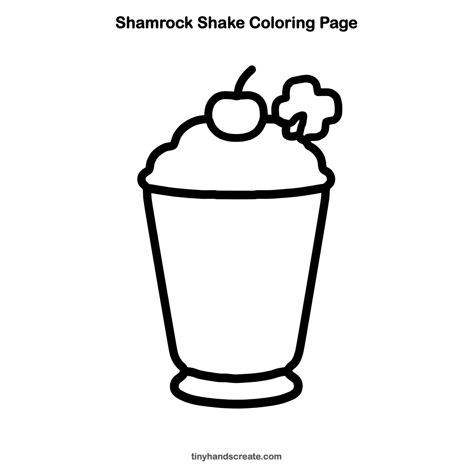 Free printable shamrock shake coloring page for kids